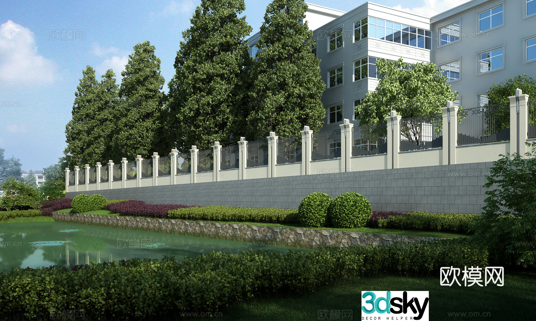 Fence river view 3d model