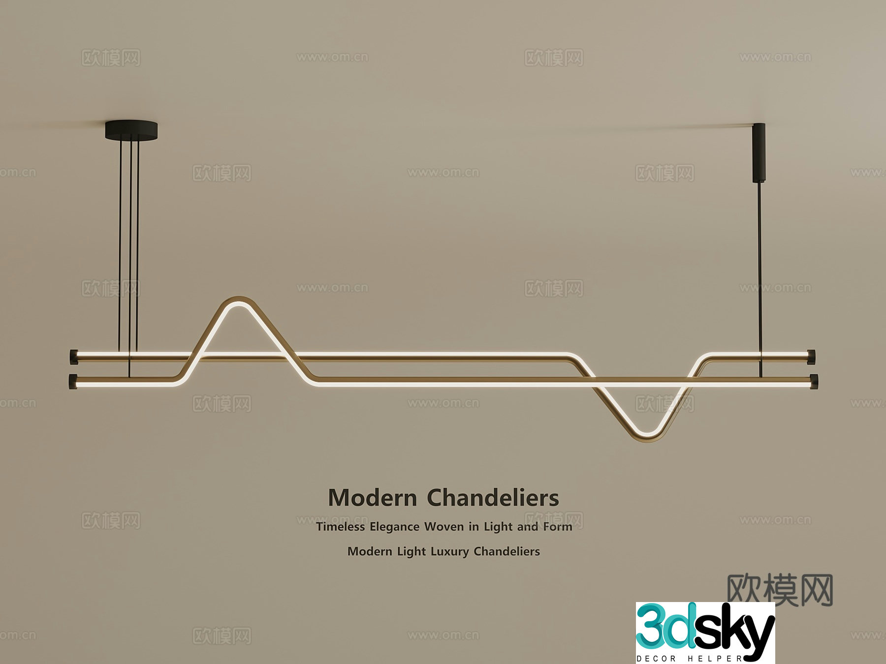 Light luxury Wasabi Chandelier Decorative Chandelier Art Chandelier Metal Chandelier Long Strip 3D Model