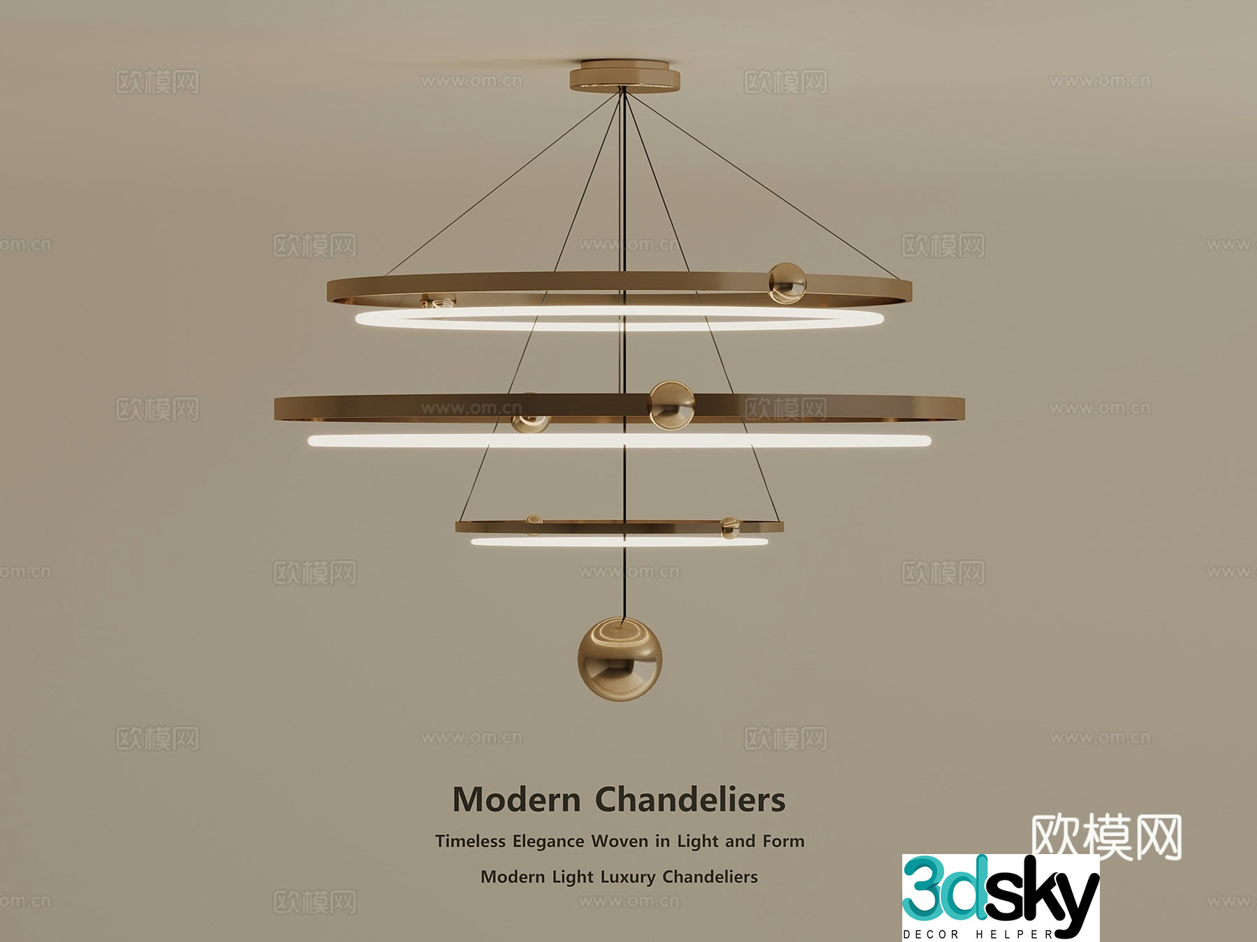Light luxury Wasabi Chandelier Decorative Chandelier Art Chandelier Metal Chandelier Long Strip 3D Model