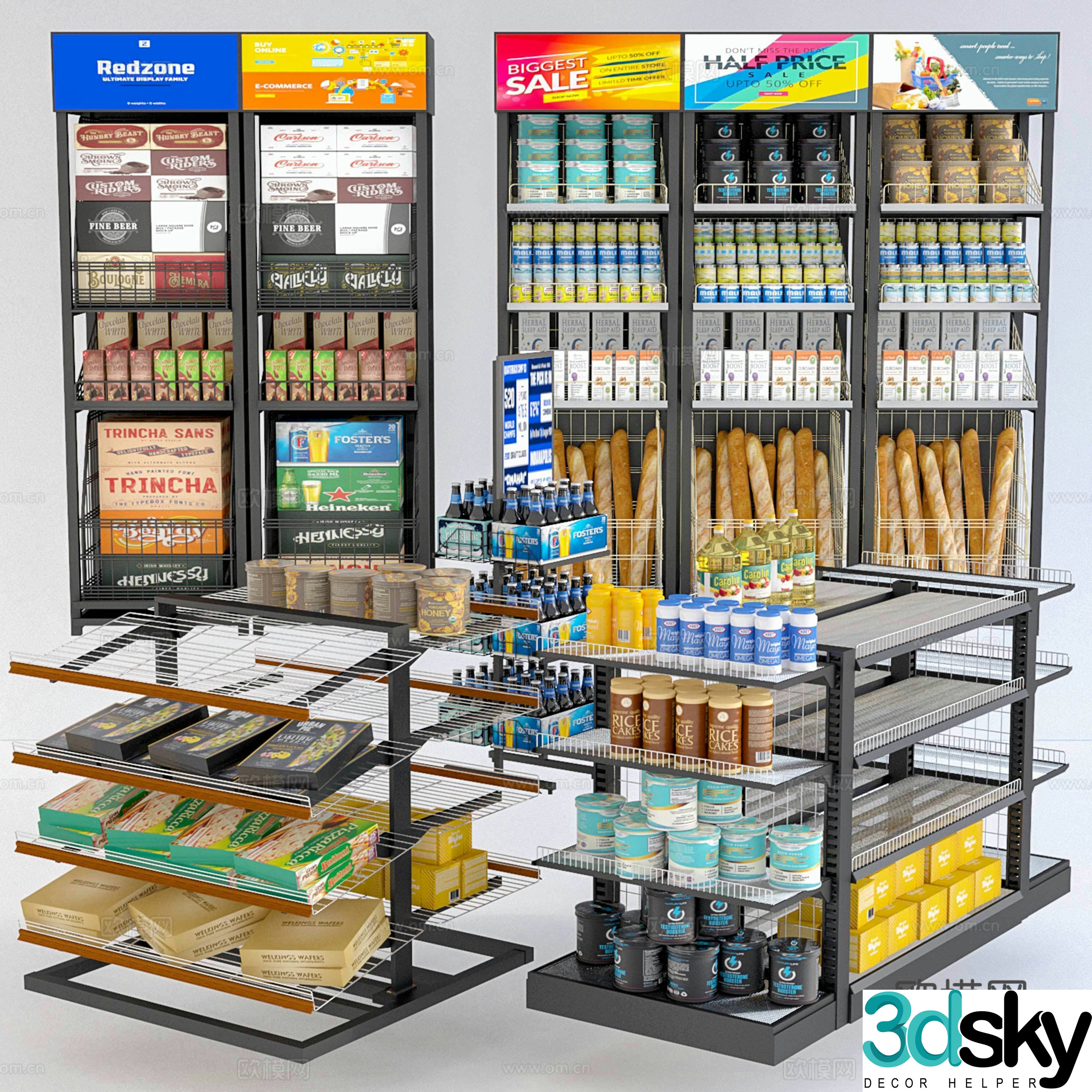Modern commodity container shelves display rack 3d model
