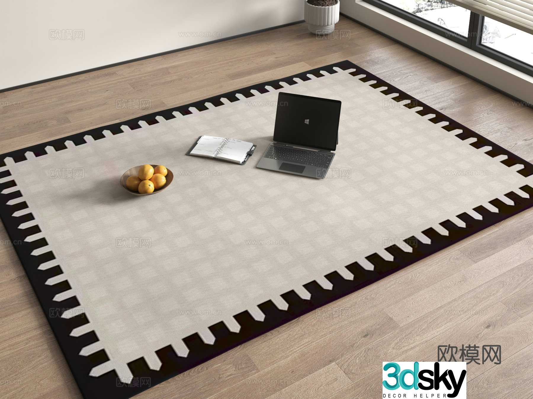 Retro carpet Square carpet Simple carpet Middle Ages Saliva plush carpet B&B 3D model