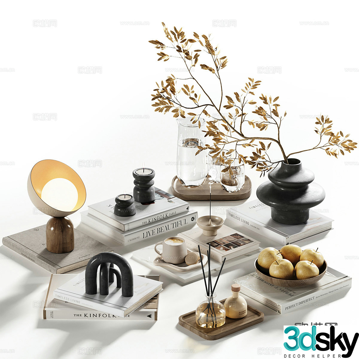 New Chinese light luxury jewelry ornament combination 3D model