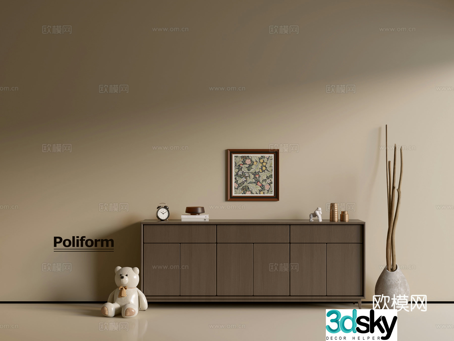 Modern wood grain cabinet ins wind minimalist wind cabinet whole cabinet sideboard balcony cabinet storage 3D model