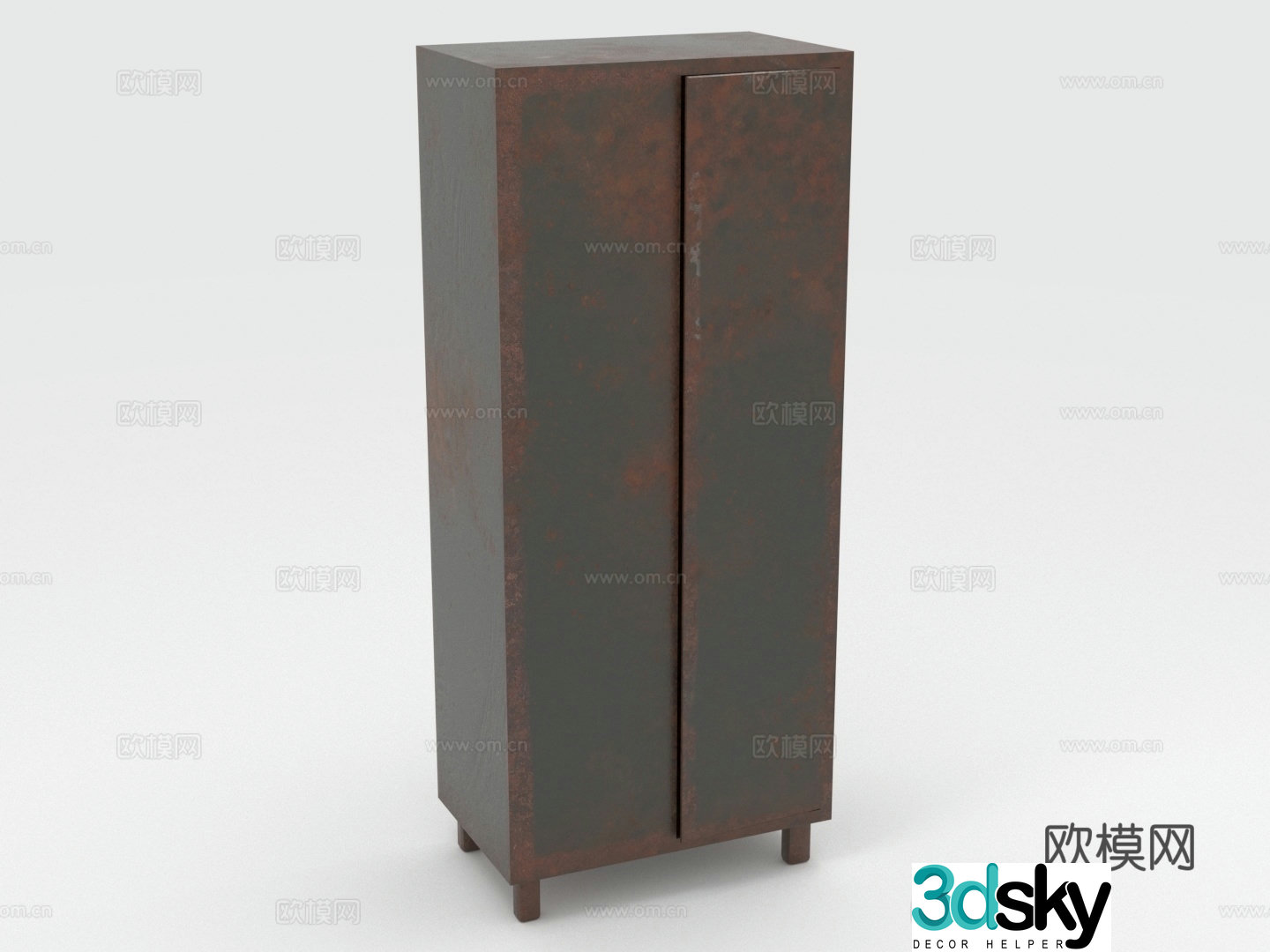 Cabinet Storage Locker Wardrobe Double Door Cabinet 3D Model