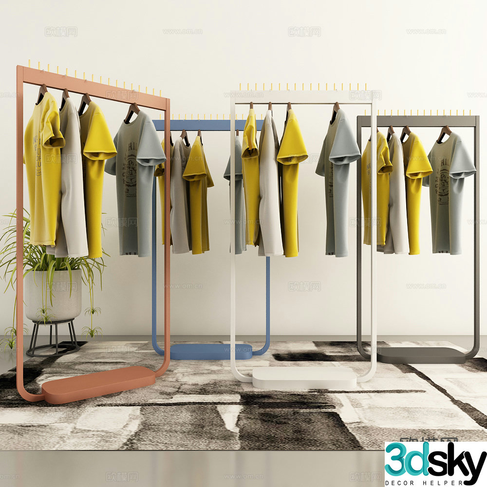 Modern clothes hanger combination 3d model