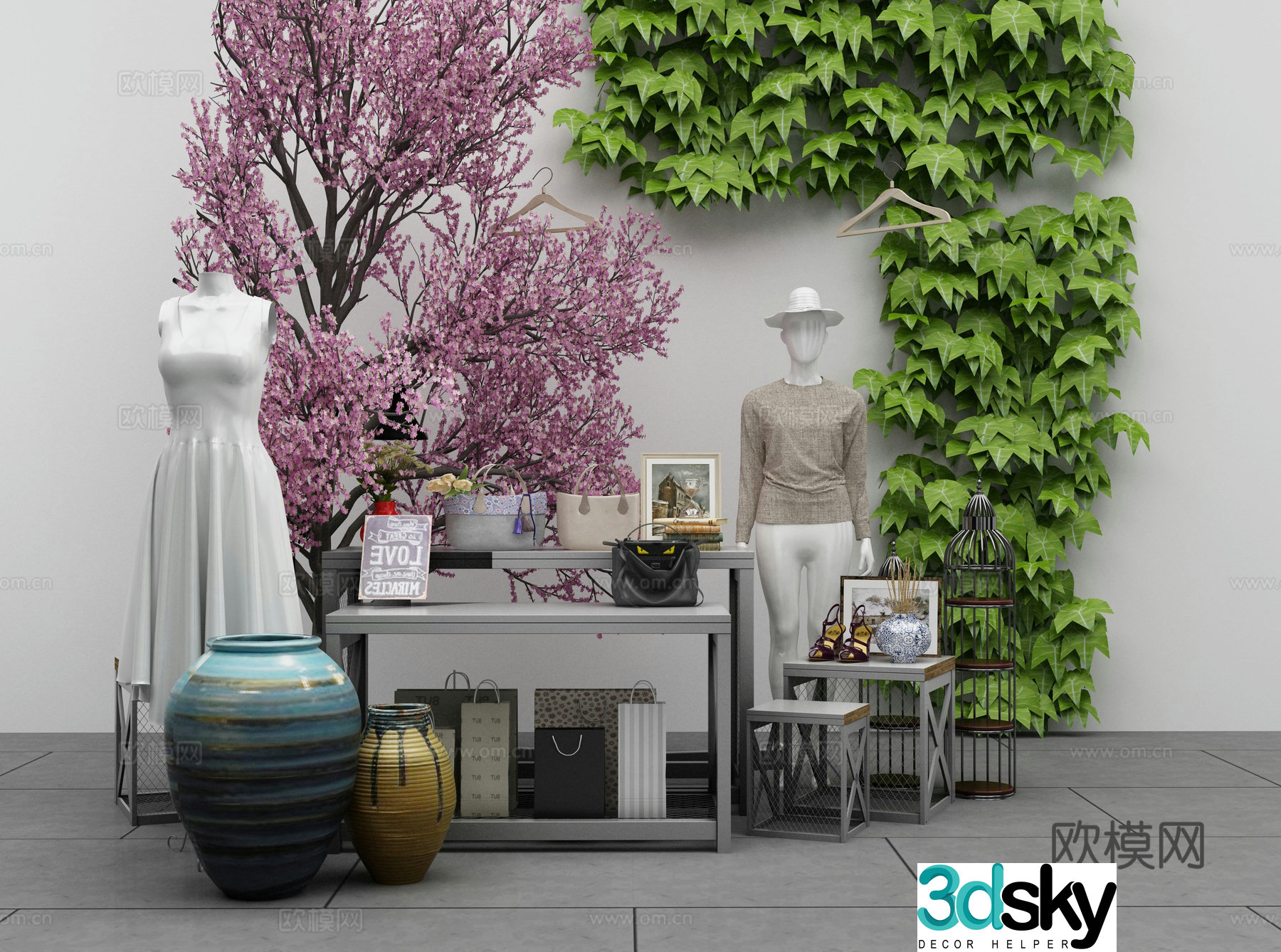 New Chinese style garden landscape Xiaopang combination 3D model