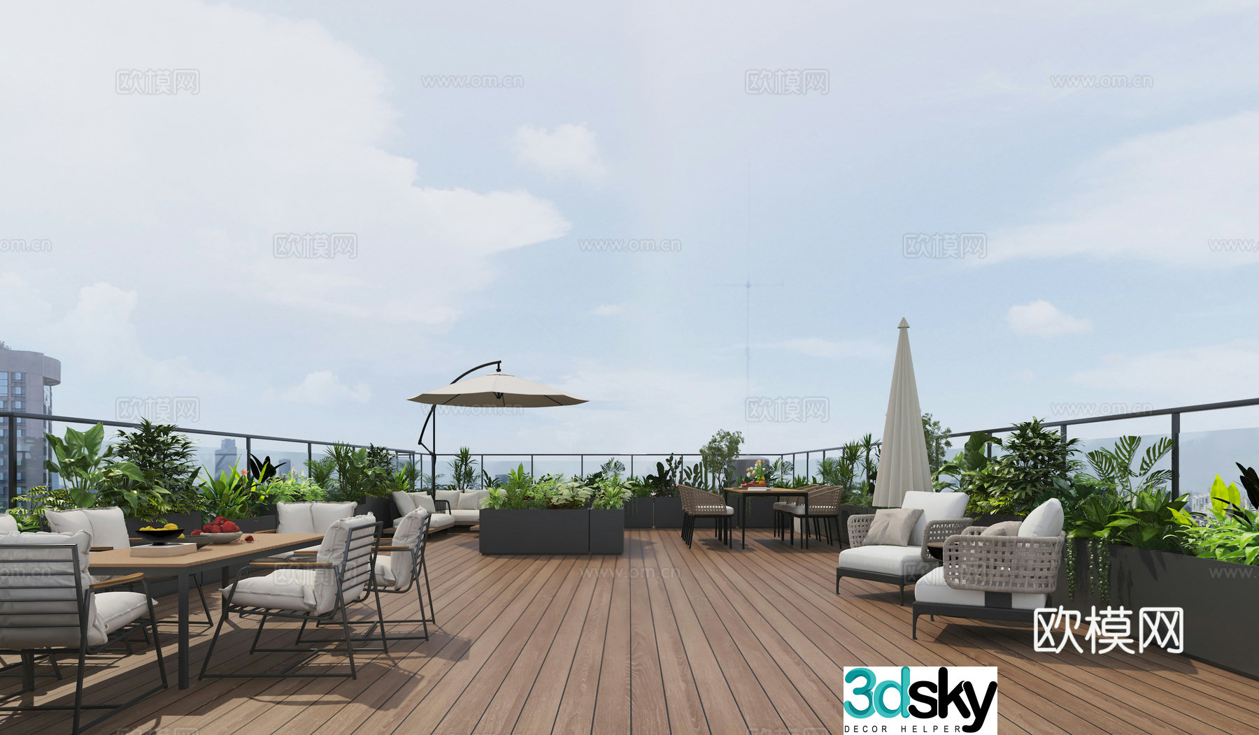Modern roof garden 3d model