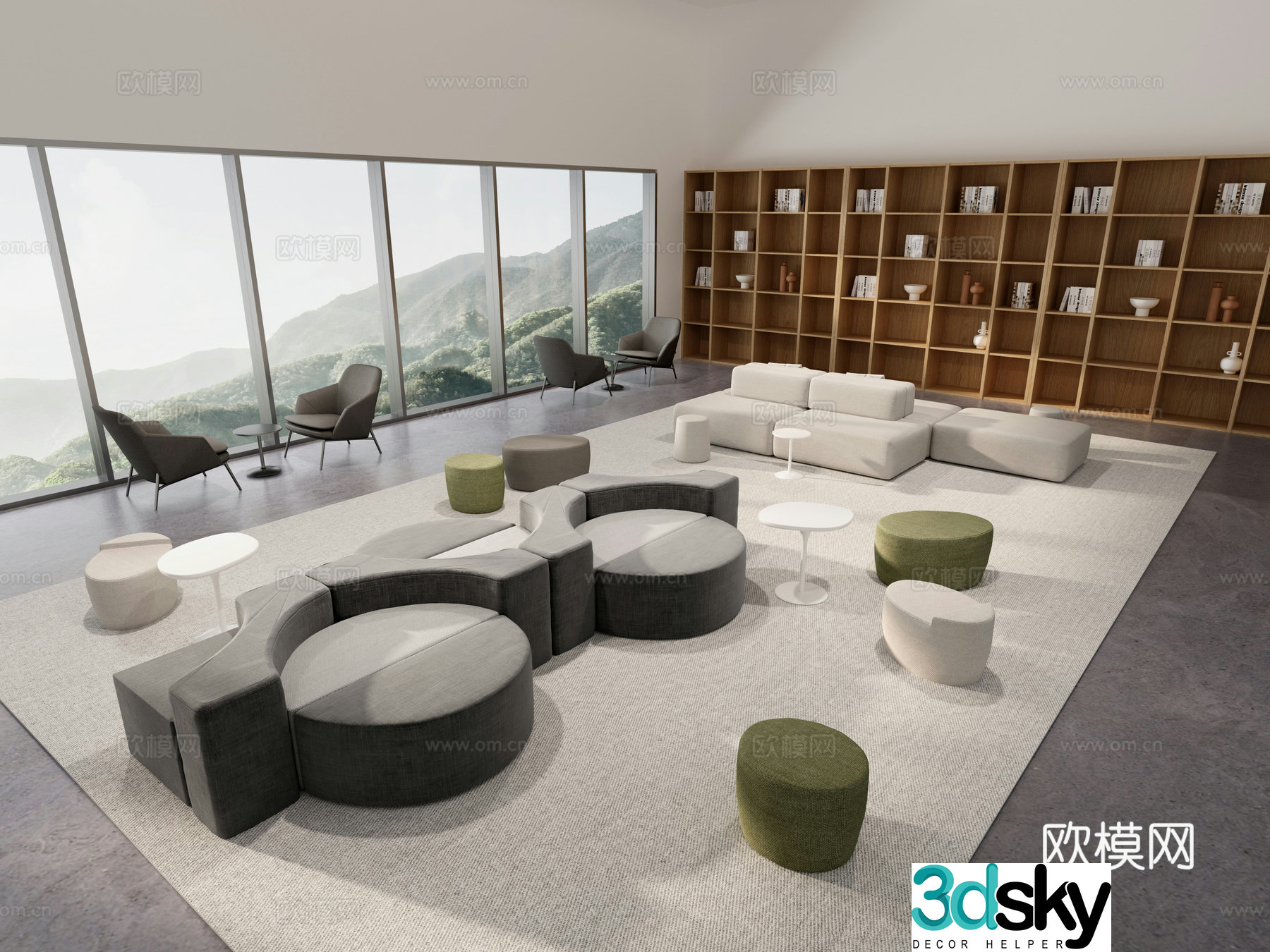Office and casual sofa special-shaped sofa combination office reception area low stool simple sofa combination 3D model