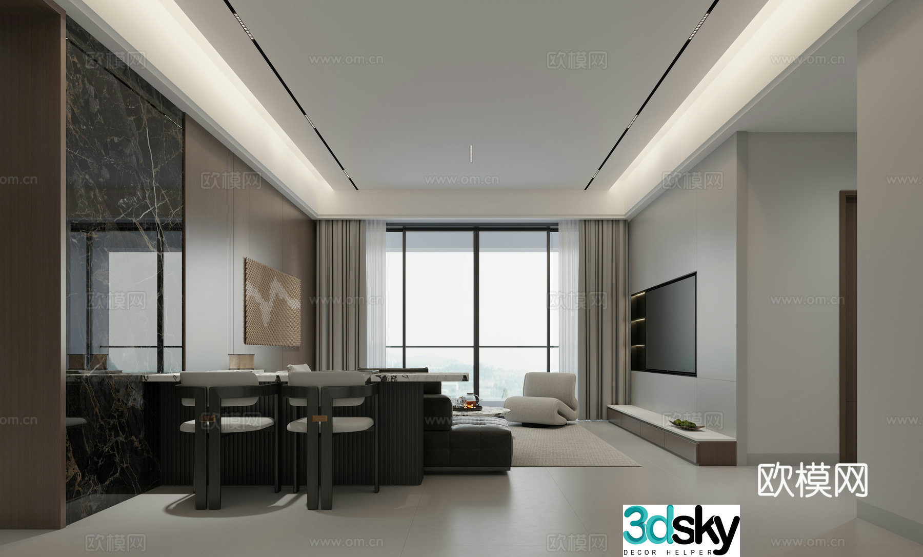 Italian living room Italian sofa combination Modern Italian style living room 3D model