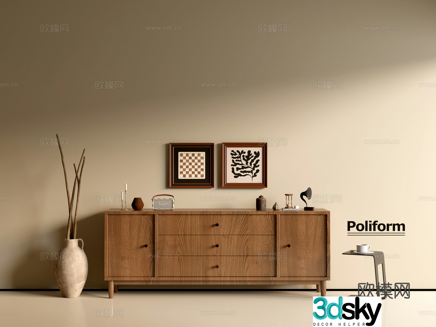 Modern wood grain cabinet ins wind minimalist wind cabinet whole cabinet sideboard balcony cabinet storage 3D model