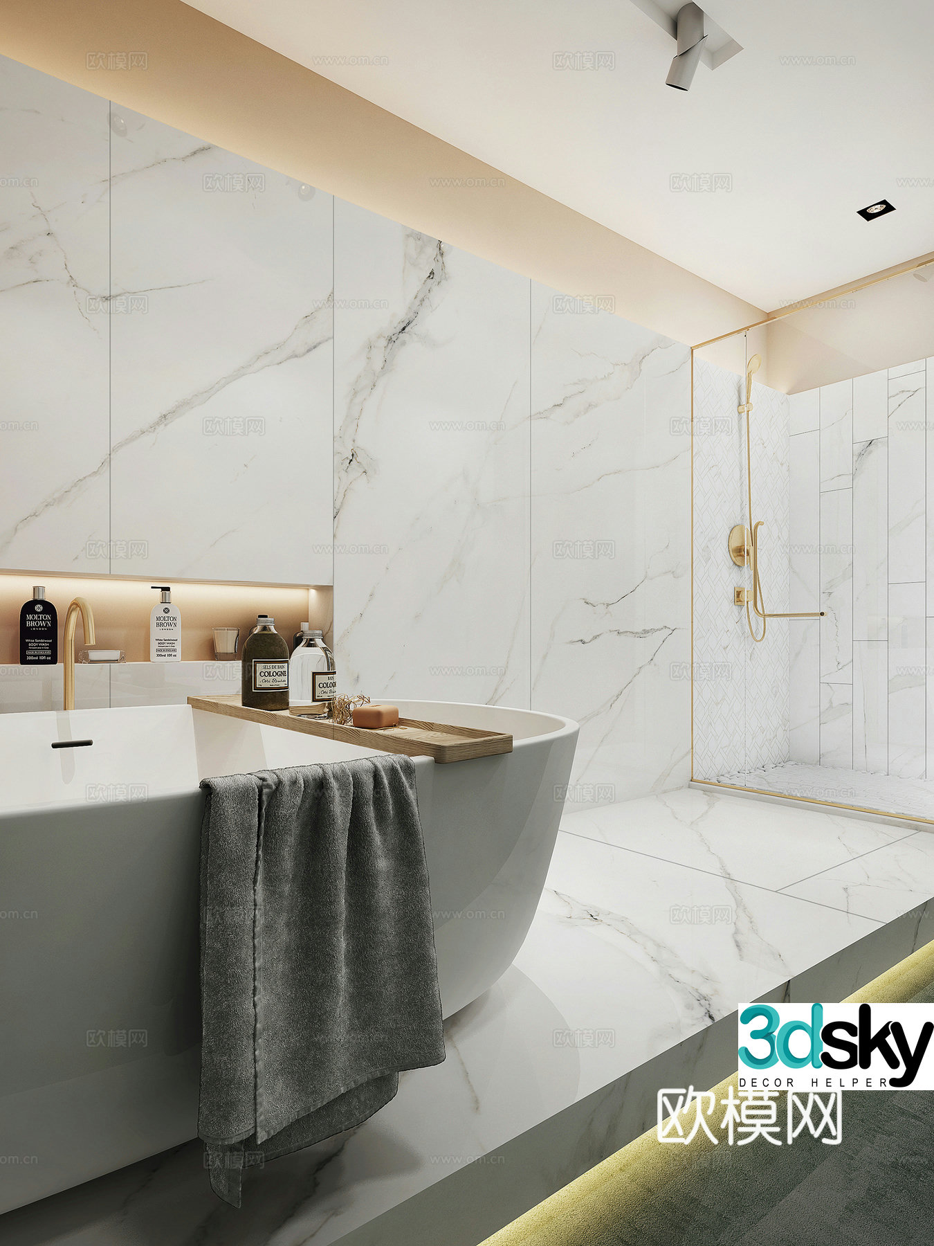 Modern bathroom bathtub bathing supplies 3d model