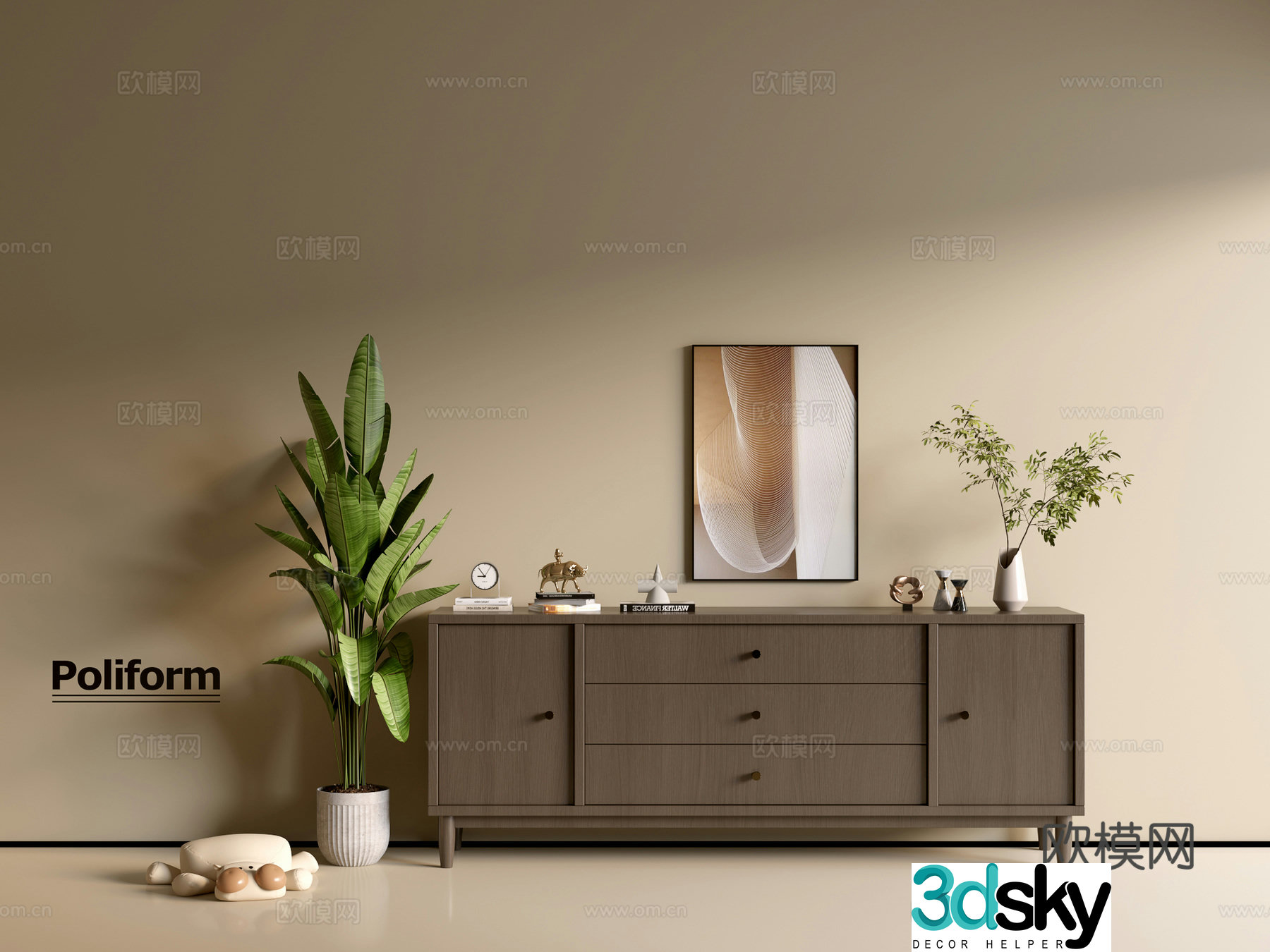Modern wood grain cabinet ins wind minimalist wind cabinet whole cabinet sideboard balcony cabinet storage 3D model