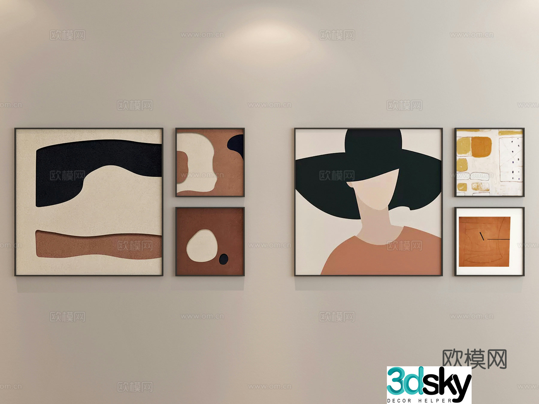 Modern painting Abstract painting Combination painting 3d model