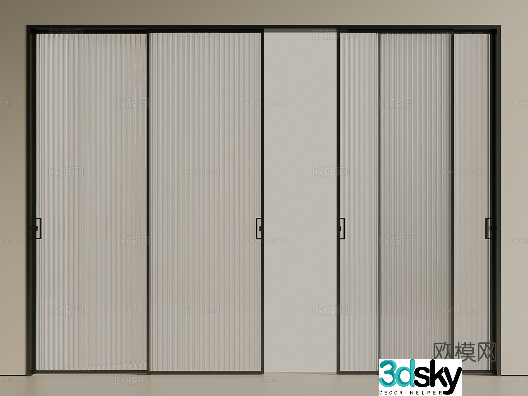 Light luxury minimalist sliding door kitchen door balcony door Changhong glass door interior door 3d model