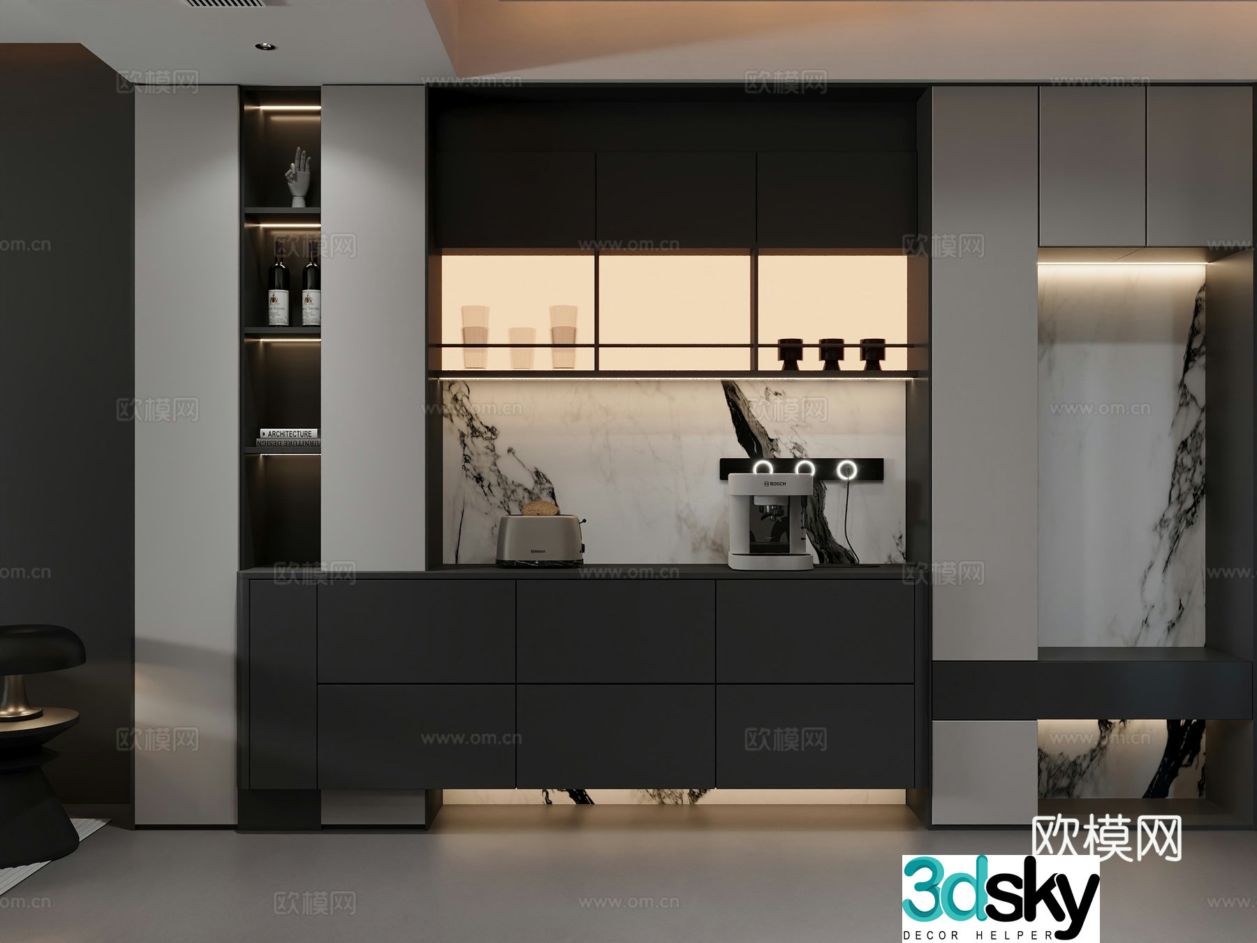 Modern wine cabinet 3d model