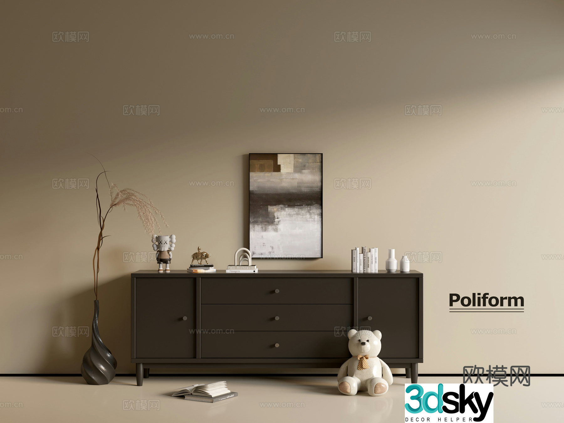 Modern black cabinet ins wind side cabinet chest cabinet low cabinet whole cabinet dining side cabinet balcony cabinet 3d model