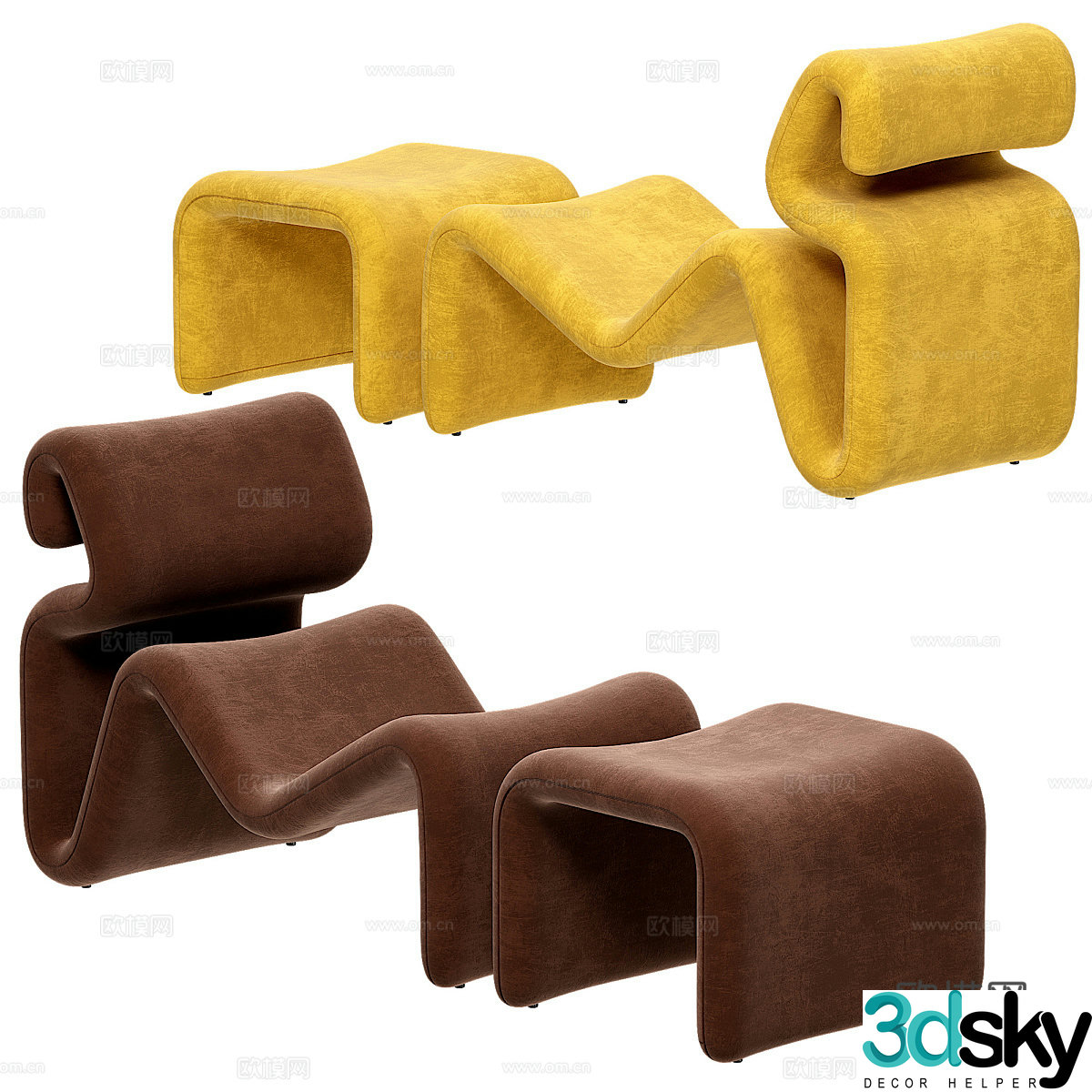 Modern Italian fabric lounge chair 3d model