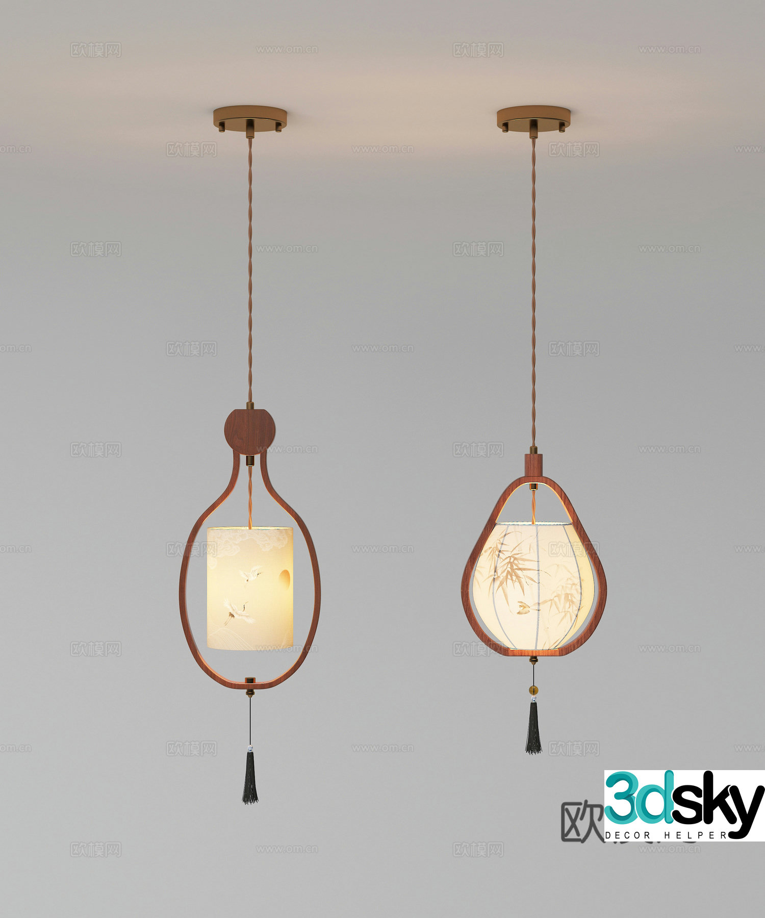 Song style aesthetic chandelier combination 3D model