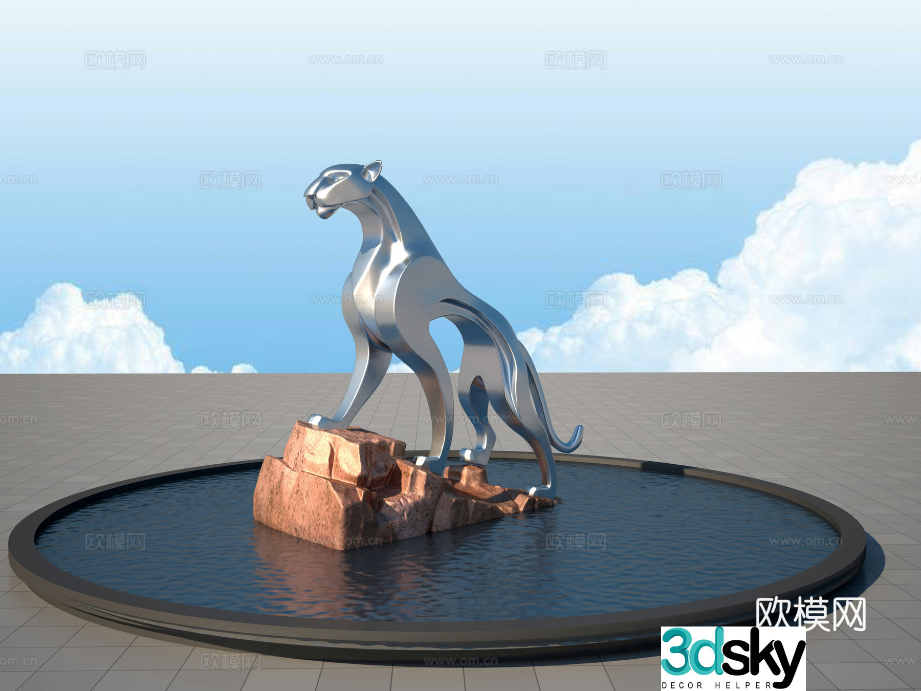 Abstract cheetah sculpture 3d model