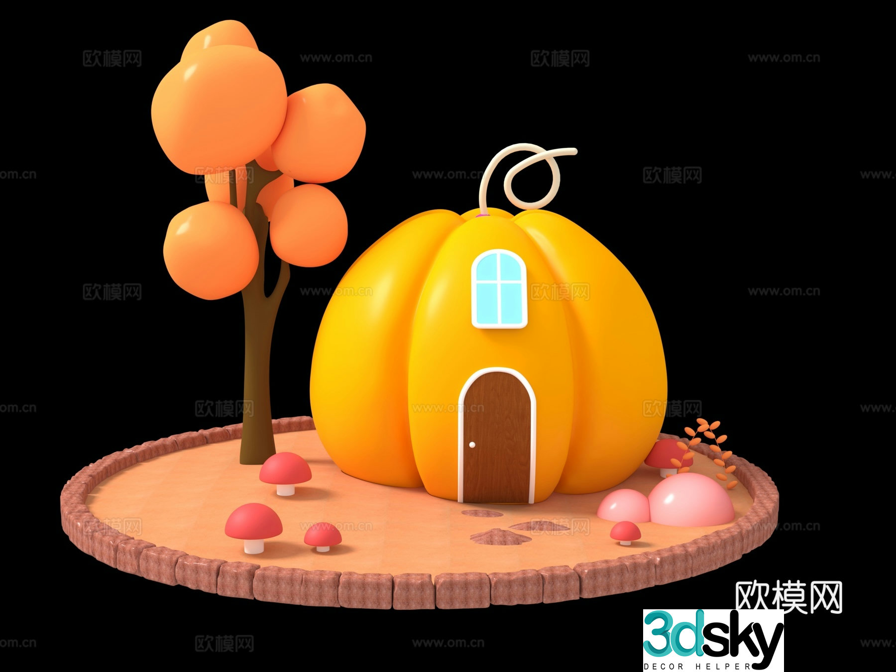 Creative Pumpkin House 3D Model
