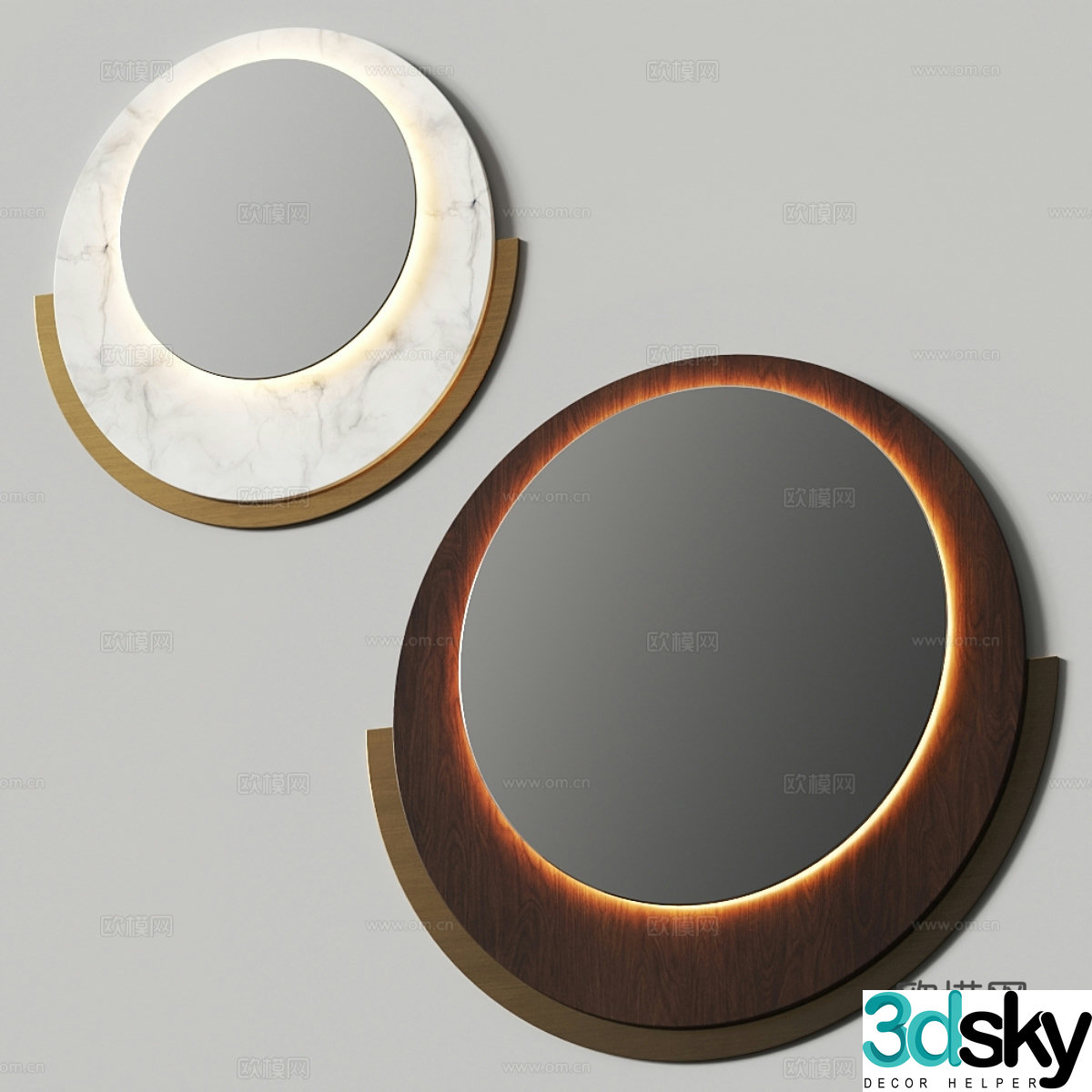 Modern Italian light luxury decorative mirror 3d model