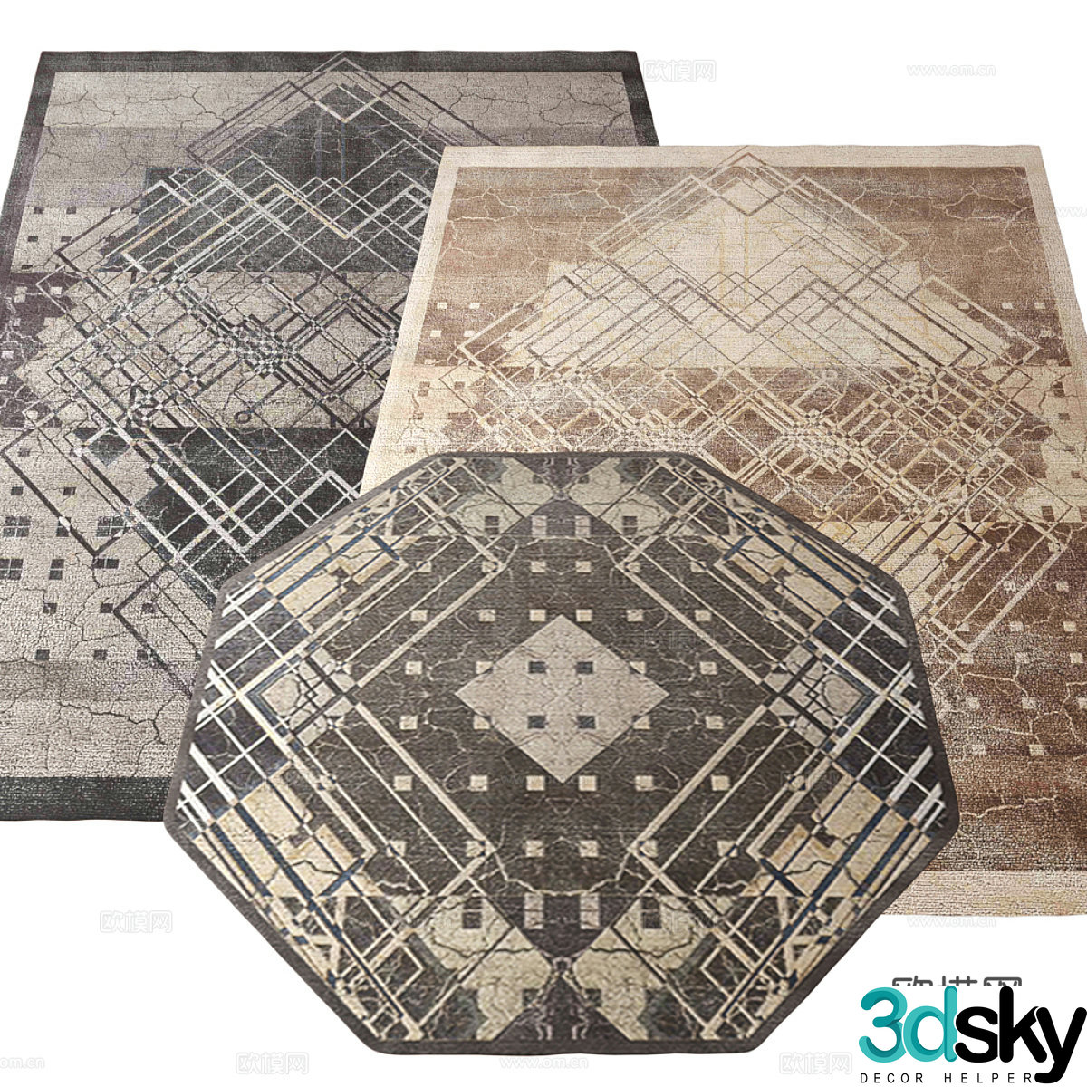 American retro fabric carpet 3d model