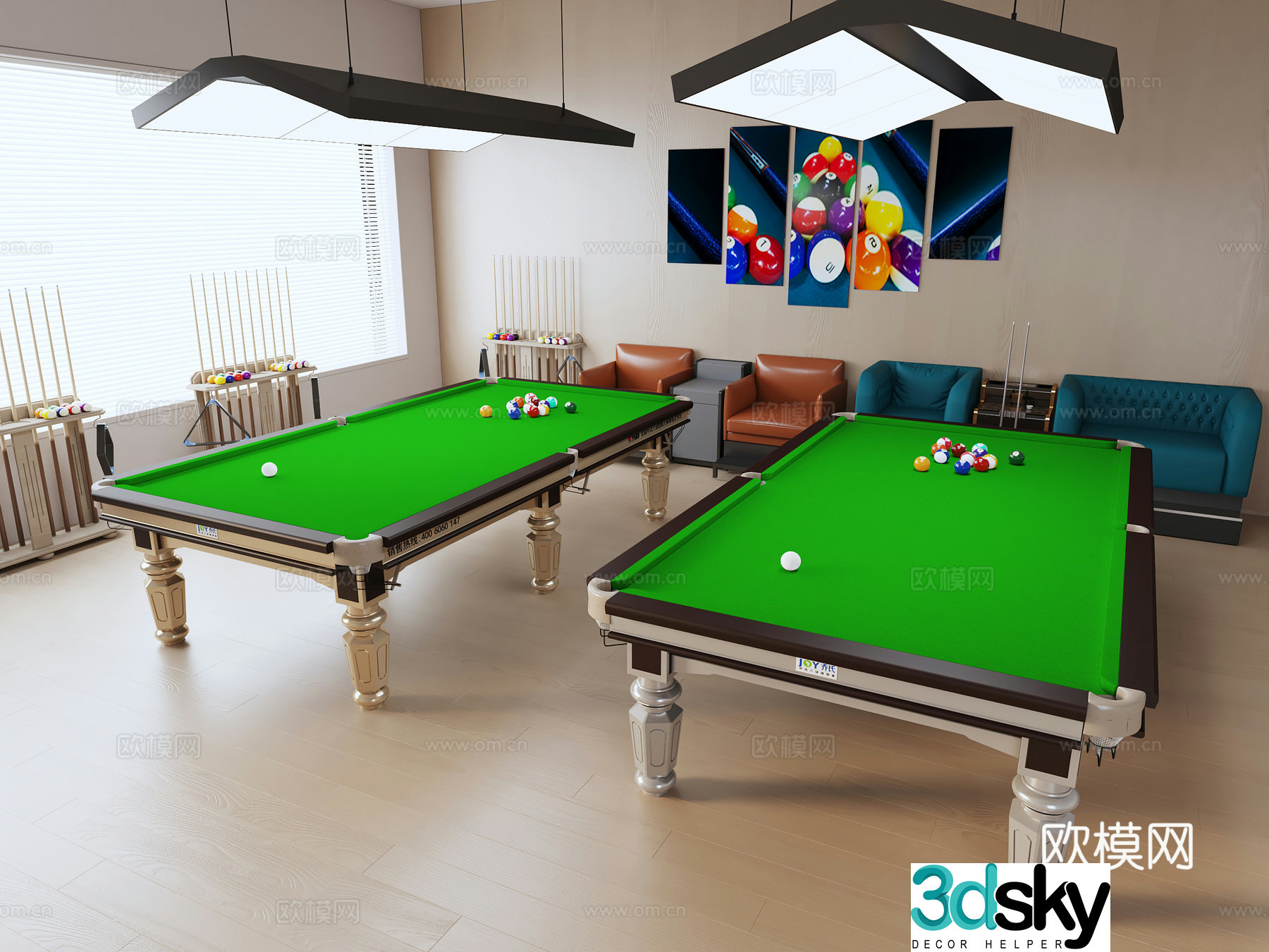 Billiards table Billiards hall Billiards hall 3d model