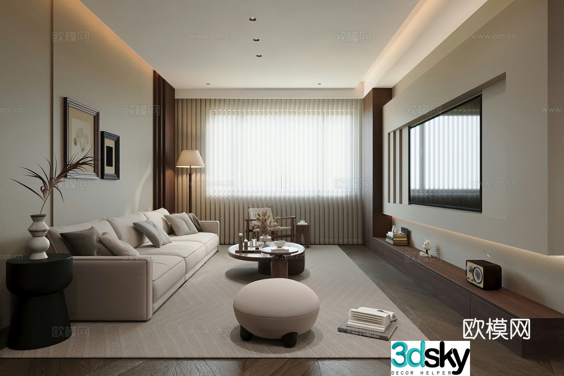 Middle-aged living room 3d model