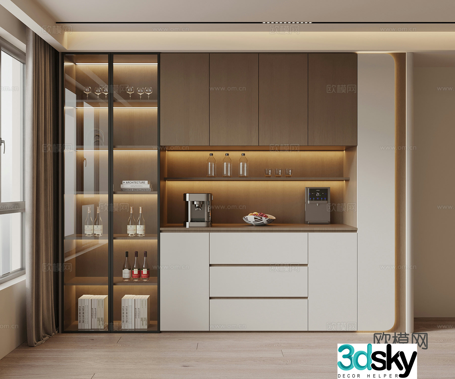 Modern wine cabinet sideboard 3D model