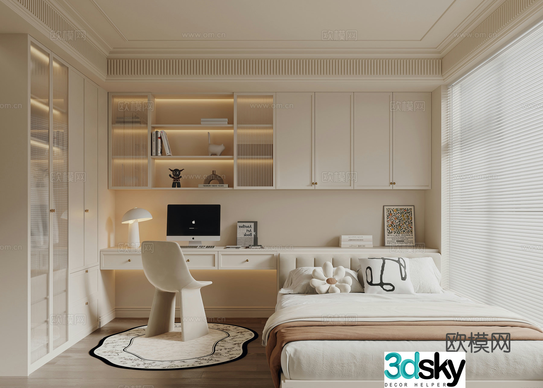 French tatami bedroom 3d model
