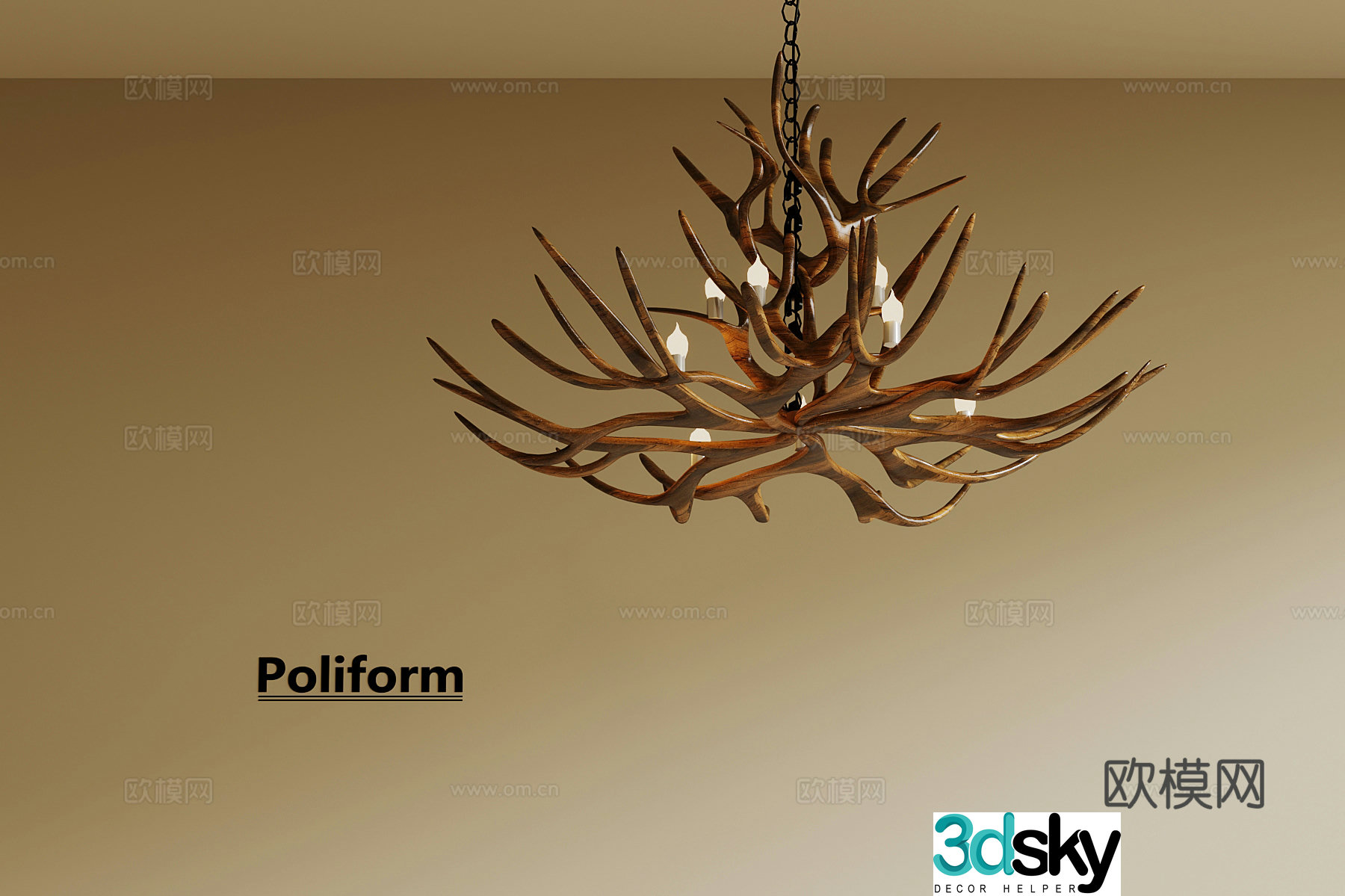 Chandelier Wasabi Folk Chandelier Wooden Chandelier 3D Model