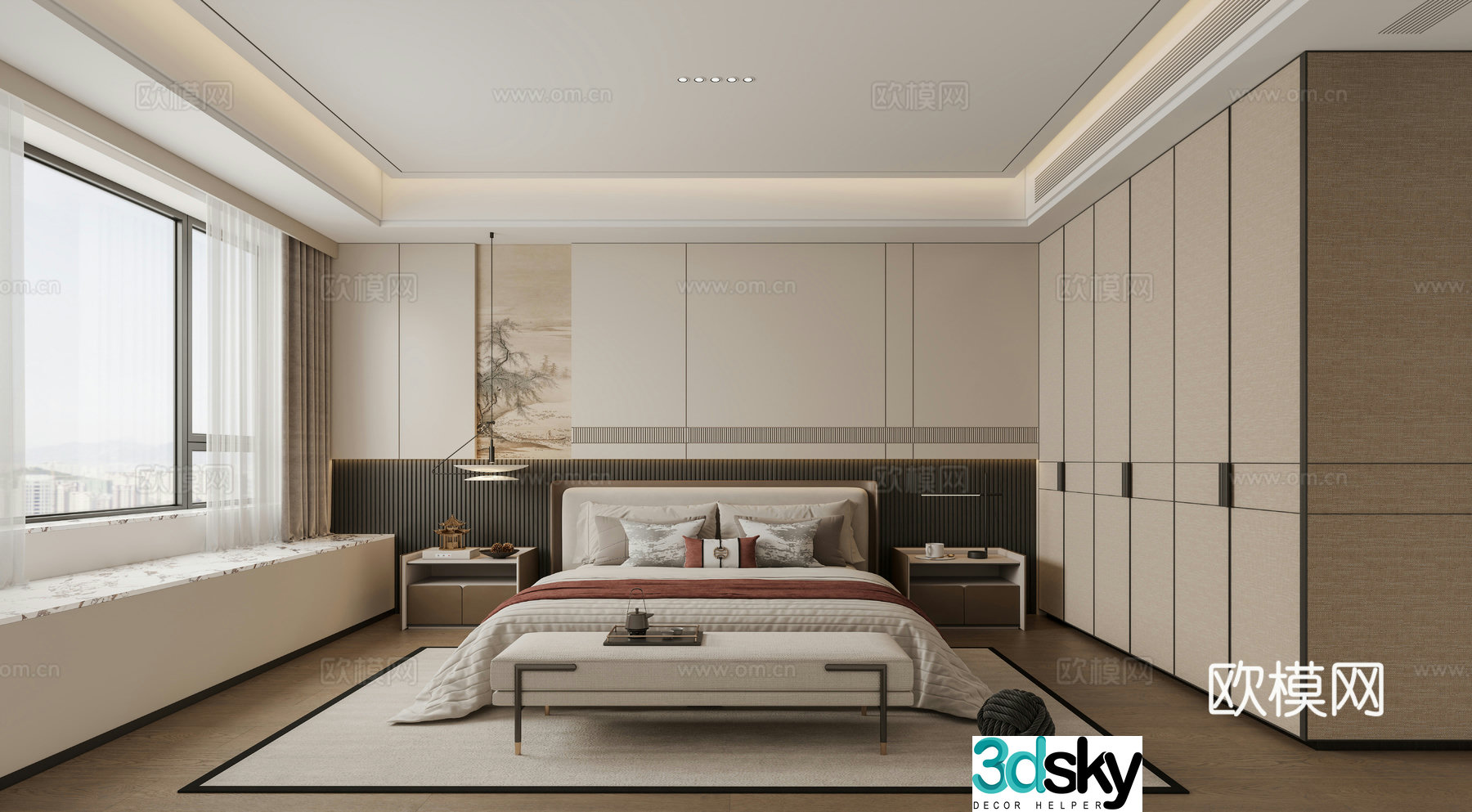New Chinese bedroom 3D model