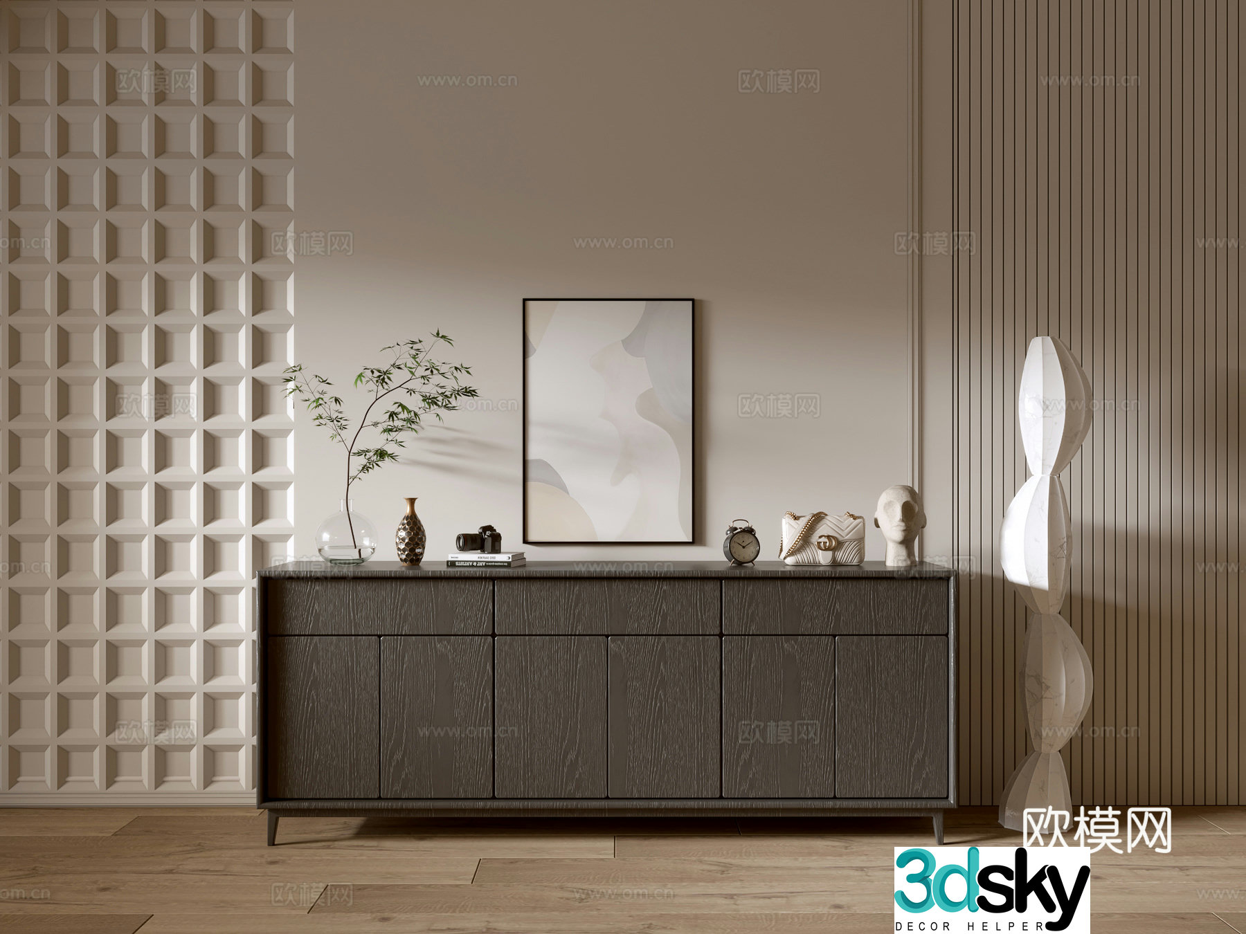 Modern black cabinet ins wind side cabinet chest cabinet low cabinet whole cabinet dining side cabinet balcony cabinet 3d model