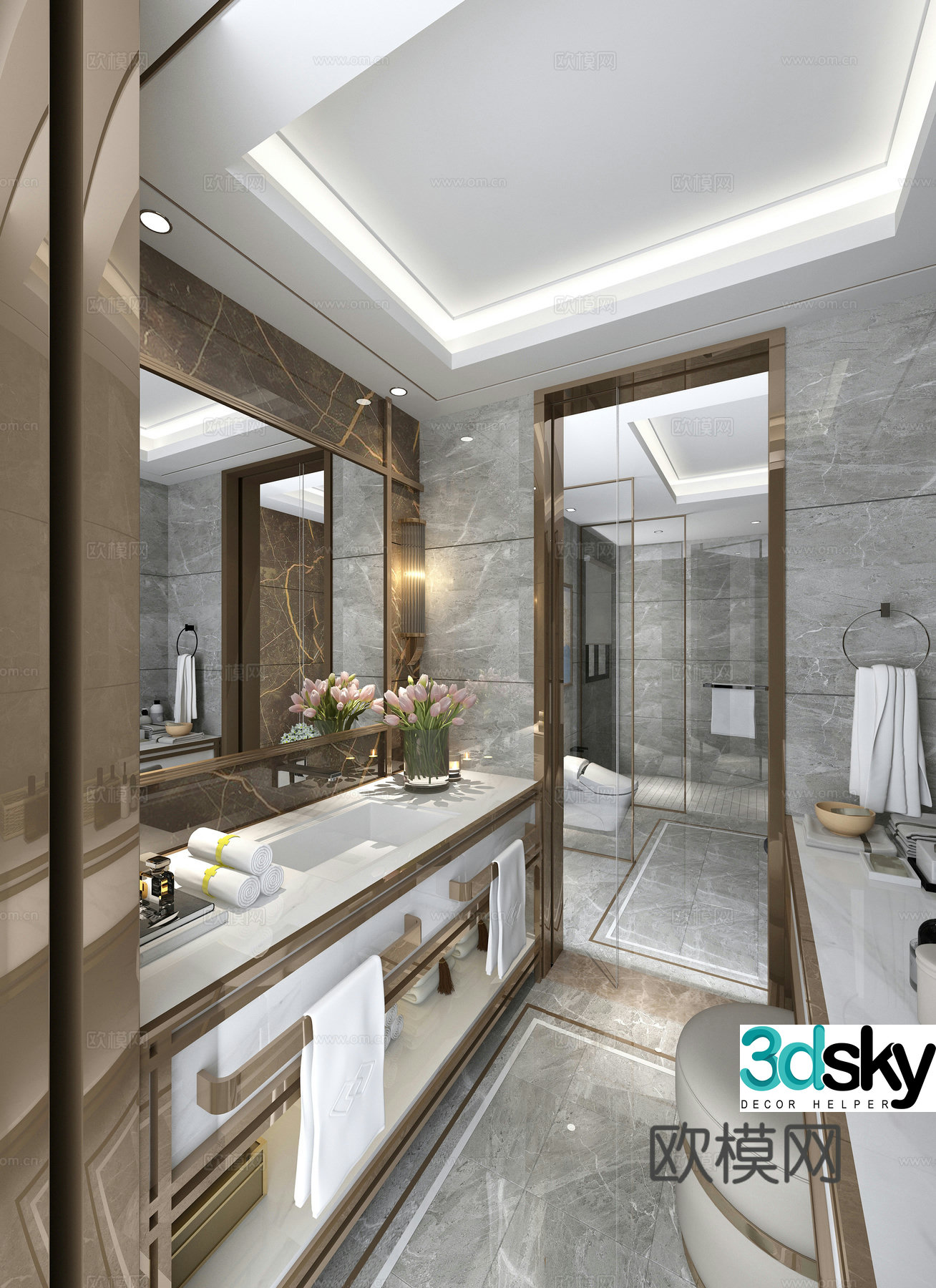 Modern metal bathroom 3d model