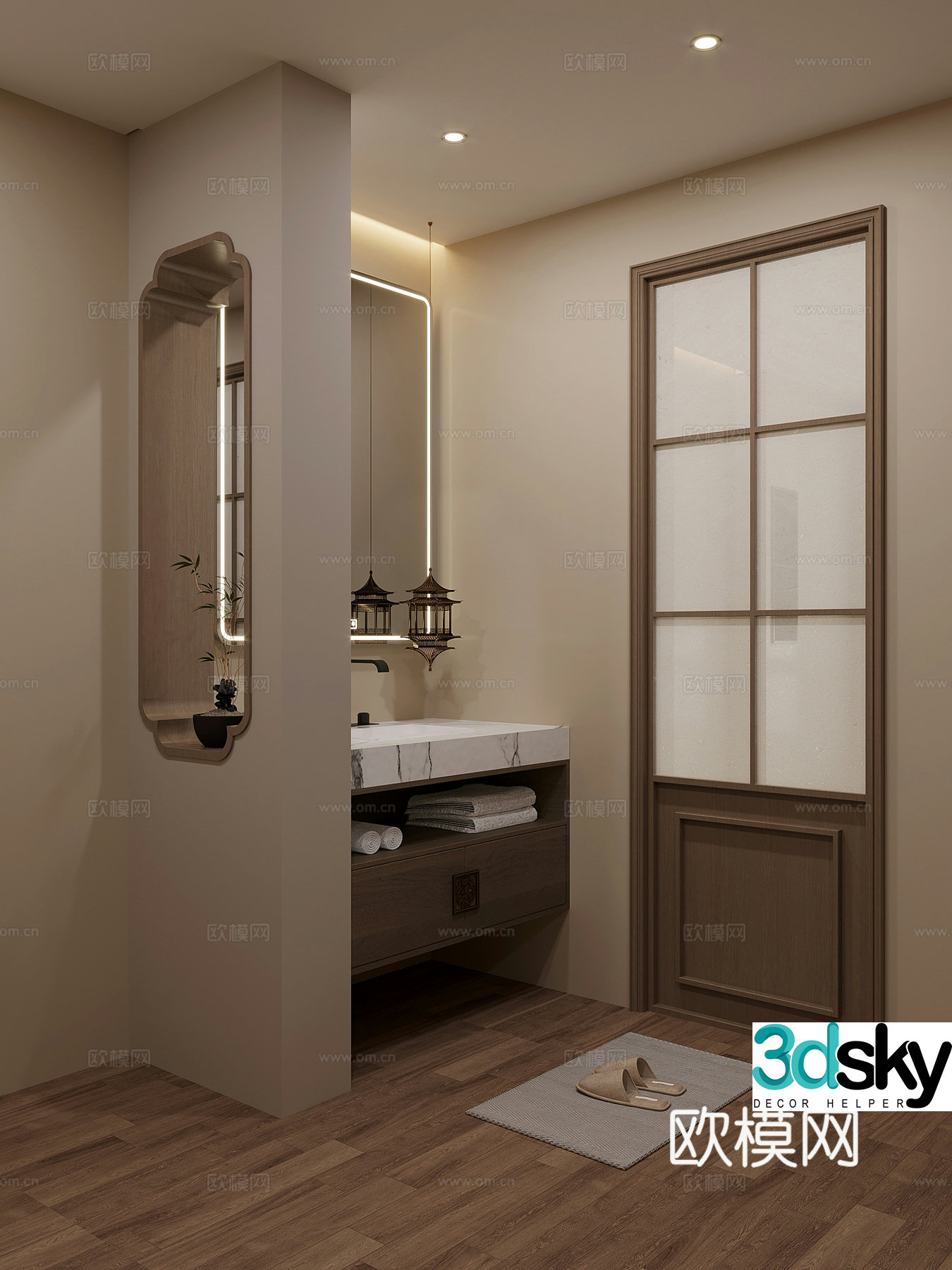 Bathroom dry area New Chinese style bathroom dry area Bathroom cabinet Washing table 3D model