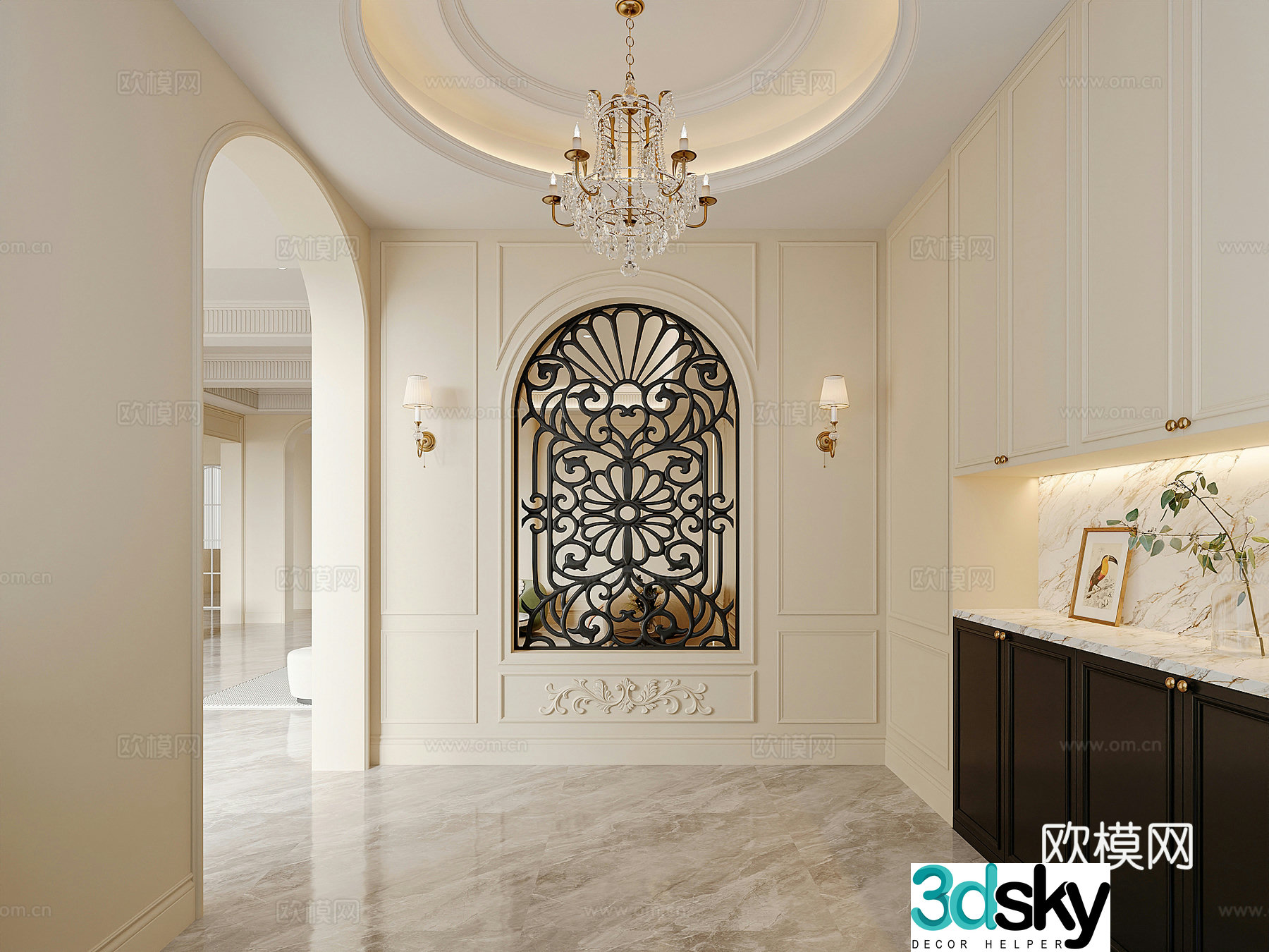 French entrance French living room 3D model
