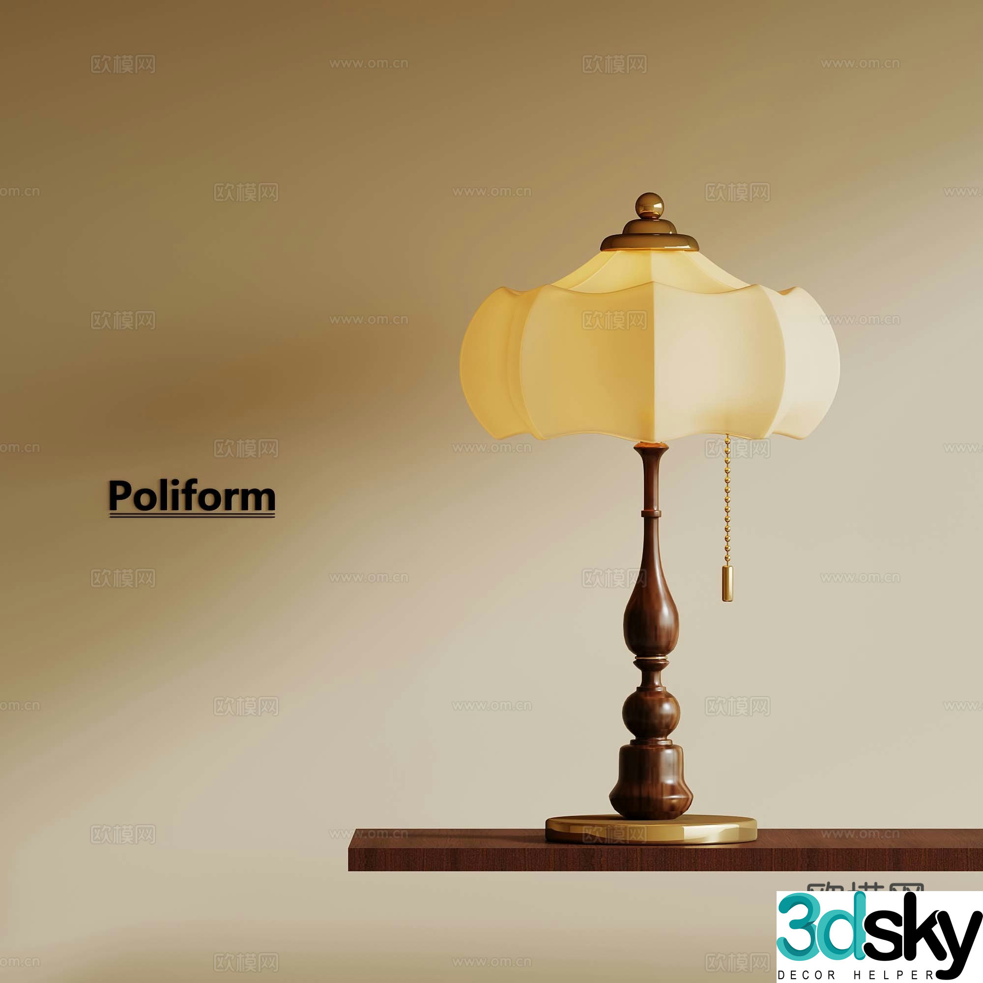 Modern medieval style table lamp French table lamp 3D model