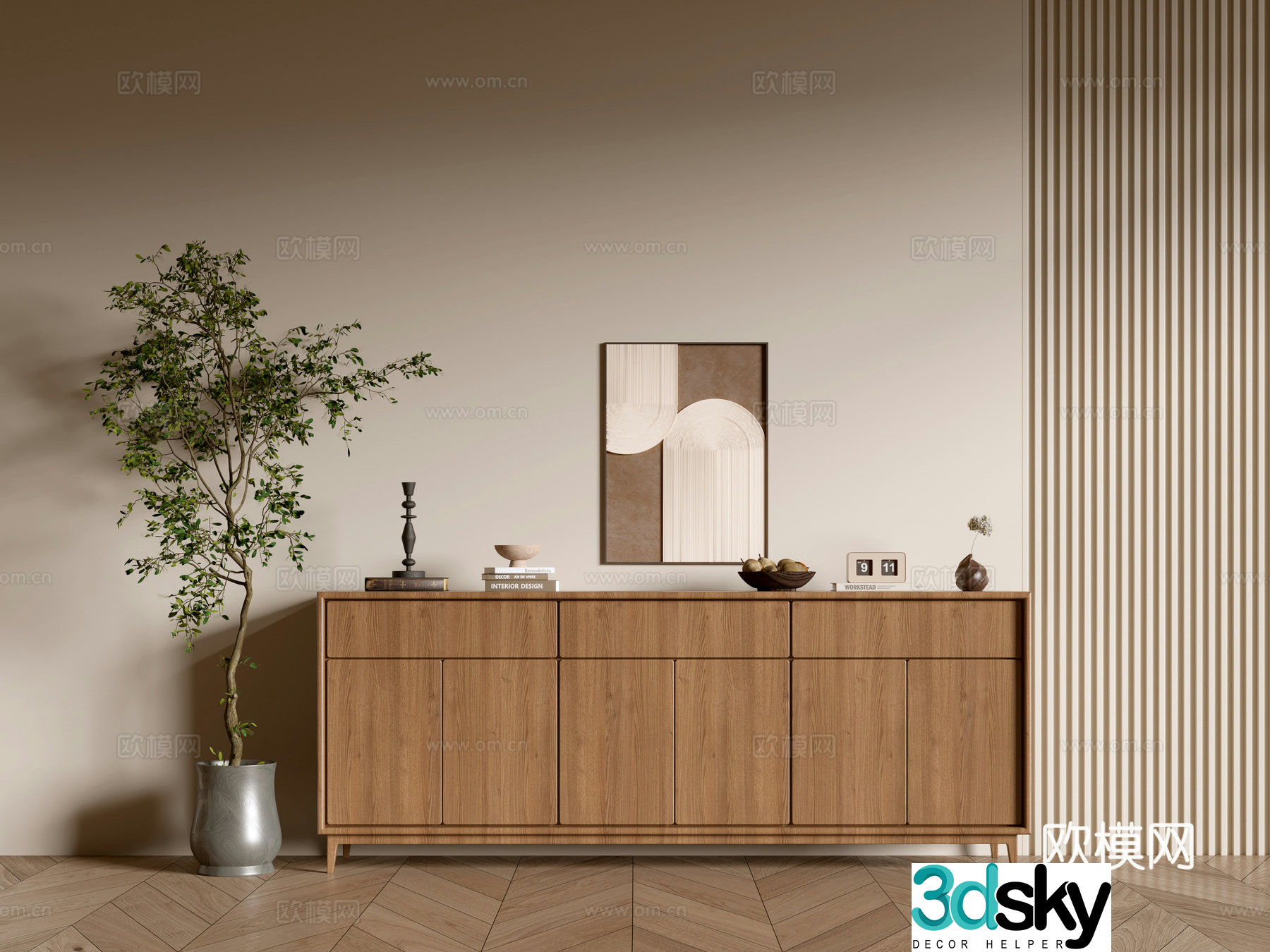 Modern wood grain cabinet ins wind minimalist wind cabinet whole cabinet sideboard balcony cabinet storage 3D model
