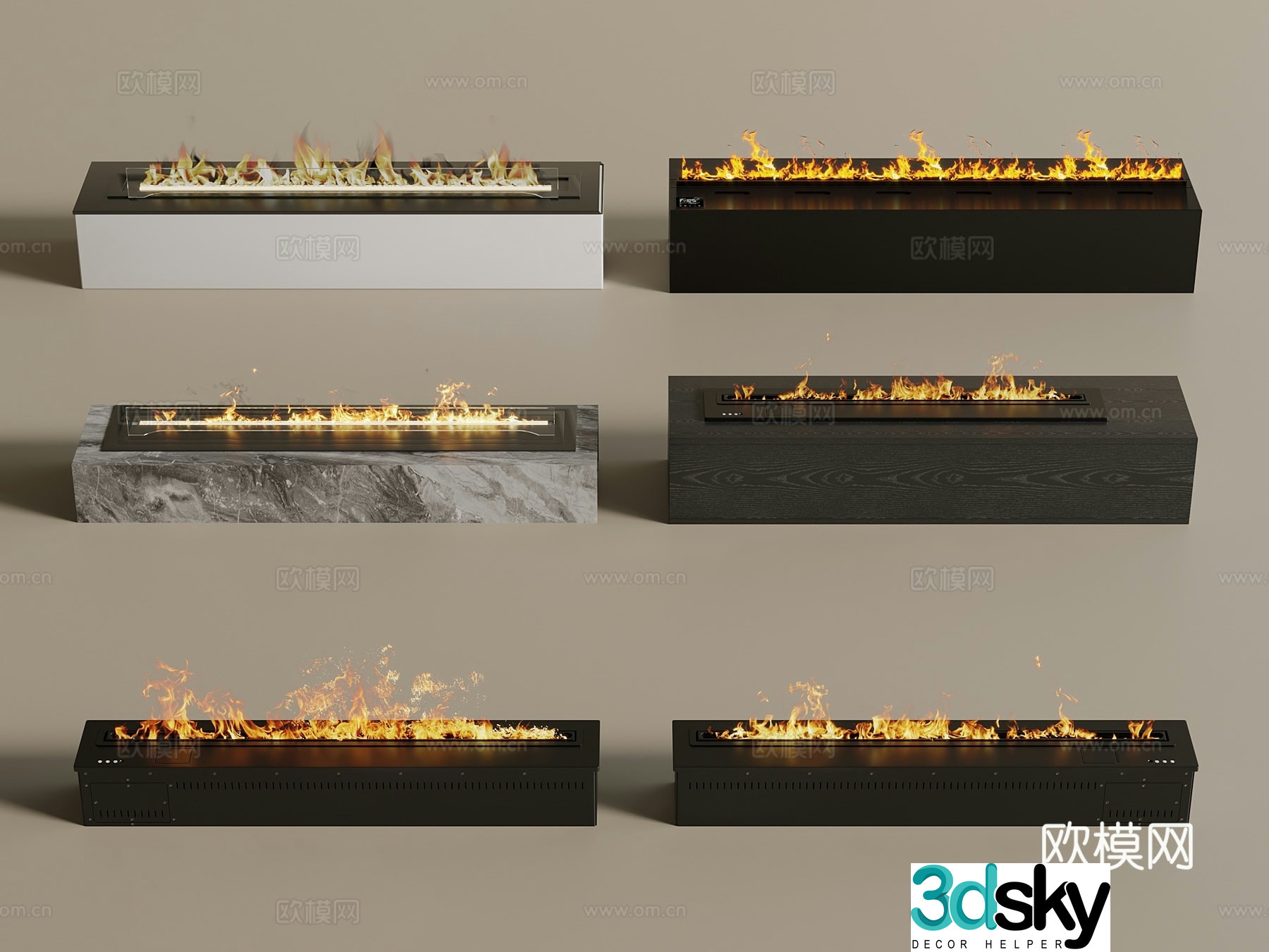 Light luxury modern fireplace fireplace 3d model