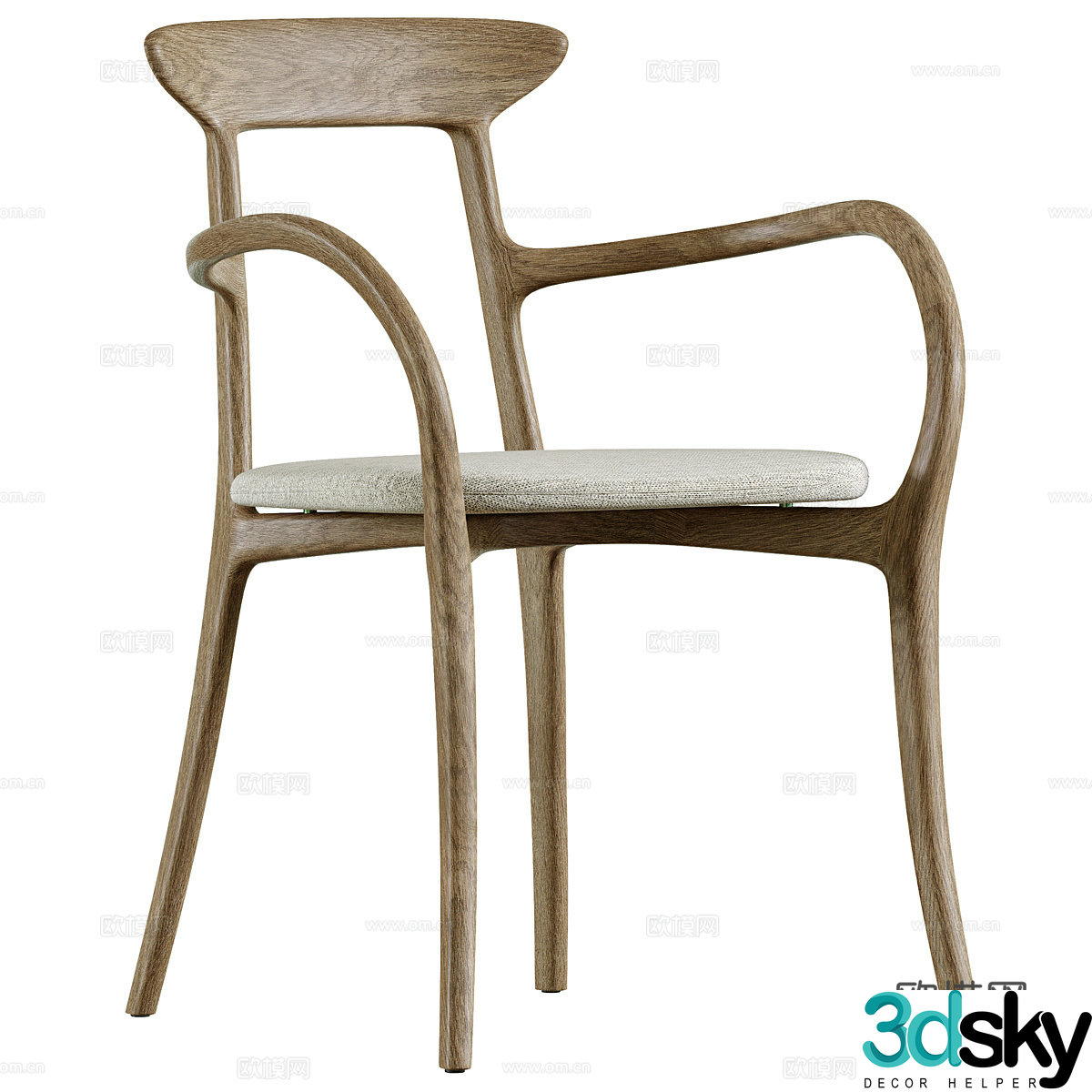 New Chinese style wooden single chair 3D model