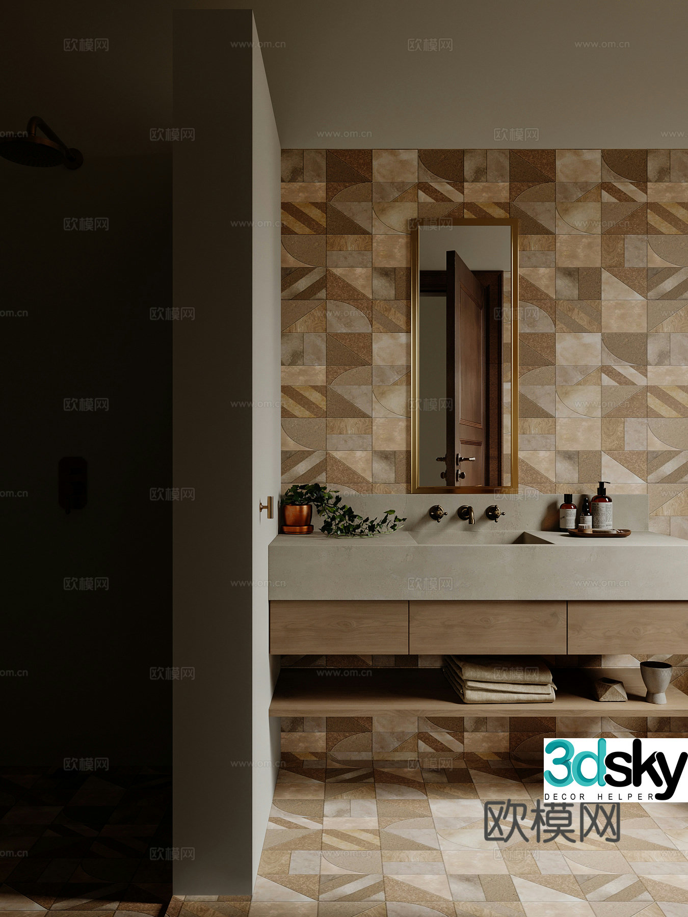 Middle-aged bathroom 3D model