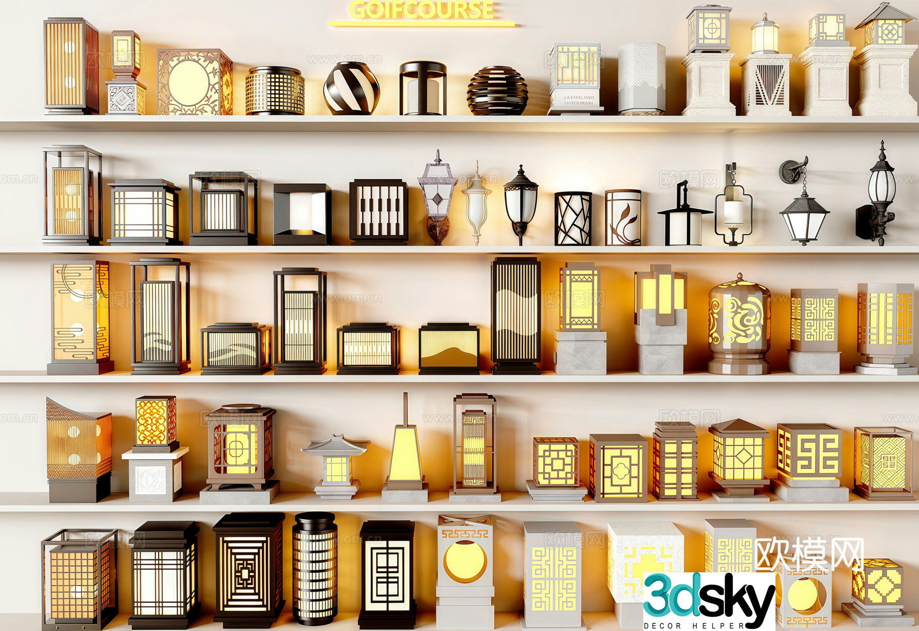 New Chinese Song style outdoor lamp garden lamp hanging lamp 3d model