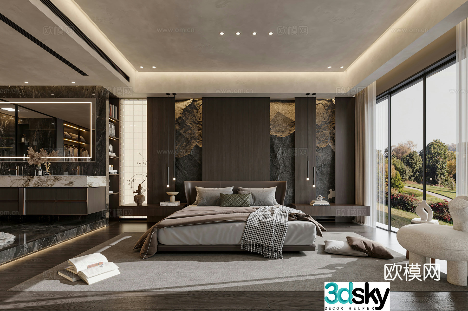 Modern Italian master bedroom 3d model