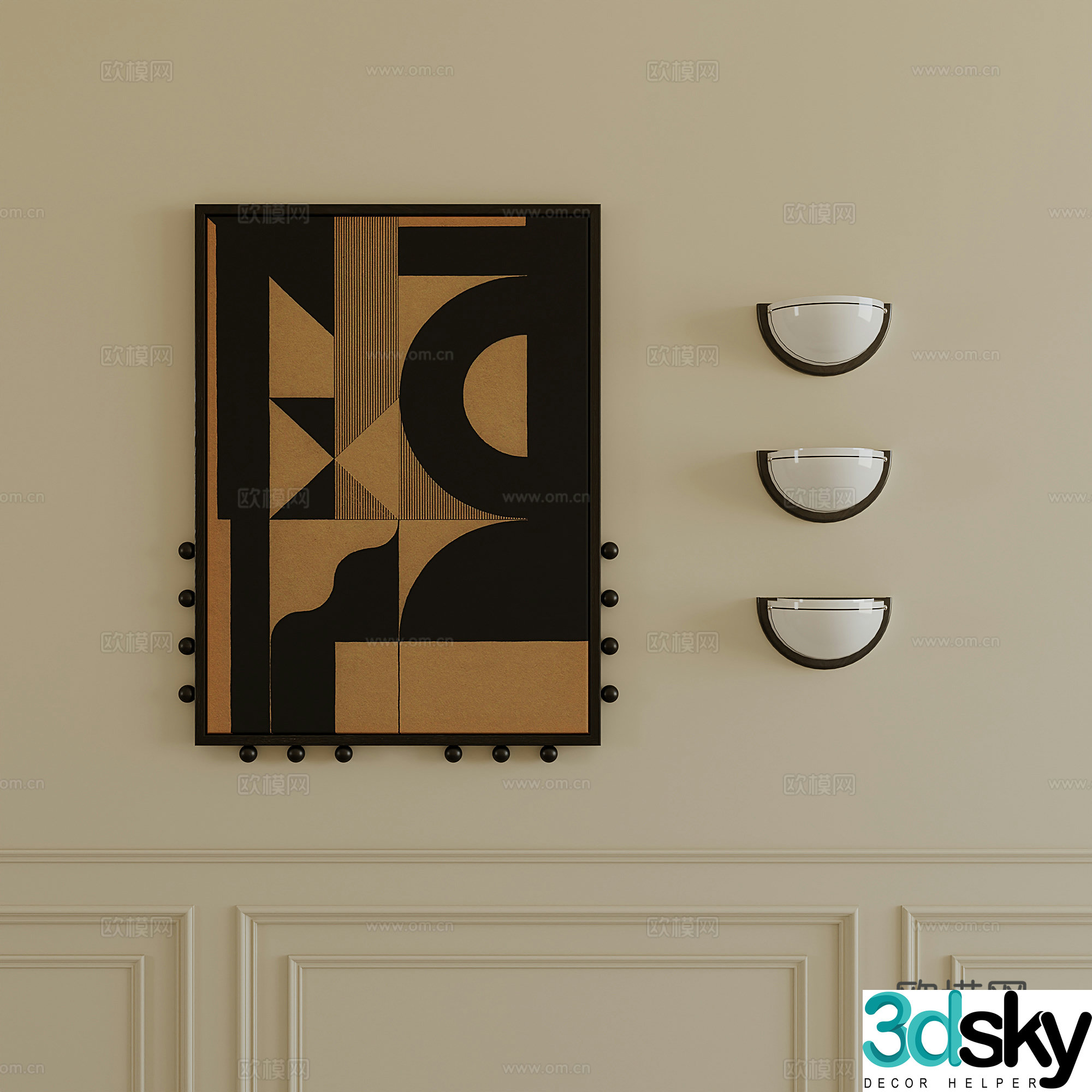 3D model of decorative wall lights in ancient times