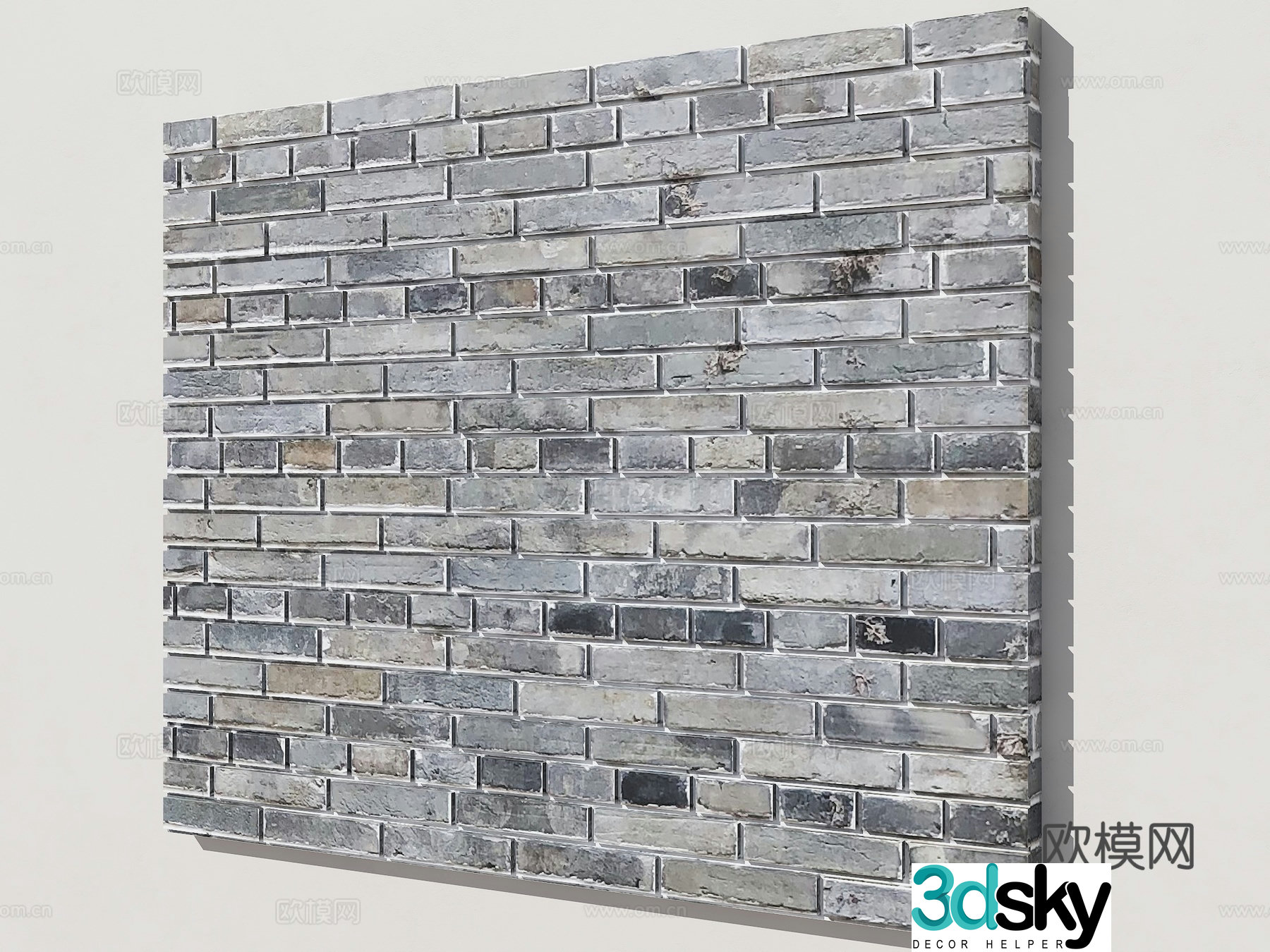 Blue brick pillars wall bricks small blue bricks gray bricks Chinese blue bricks folk wall blue brick wall 3D model