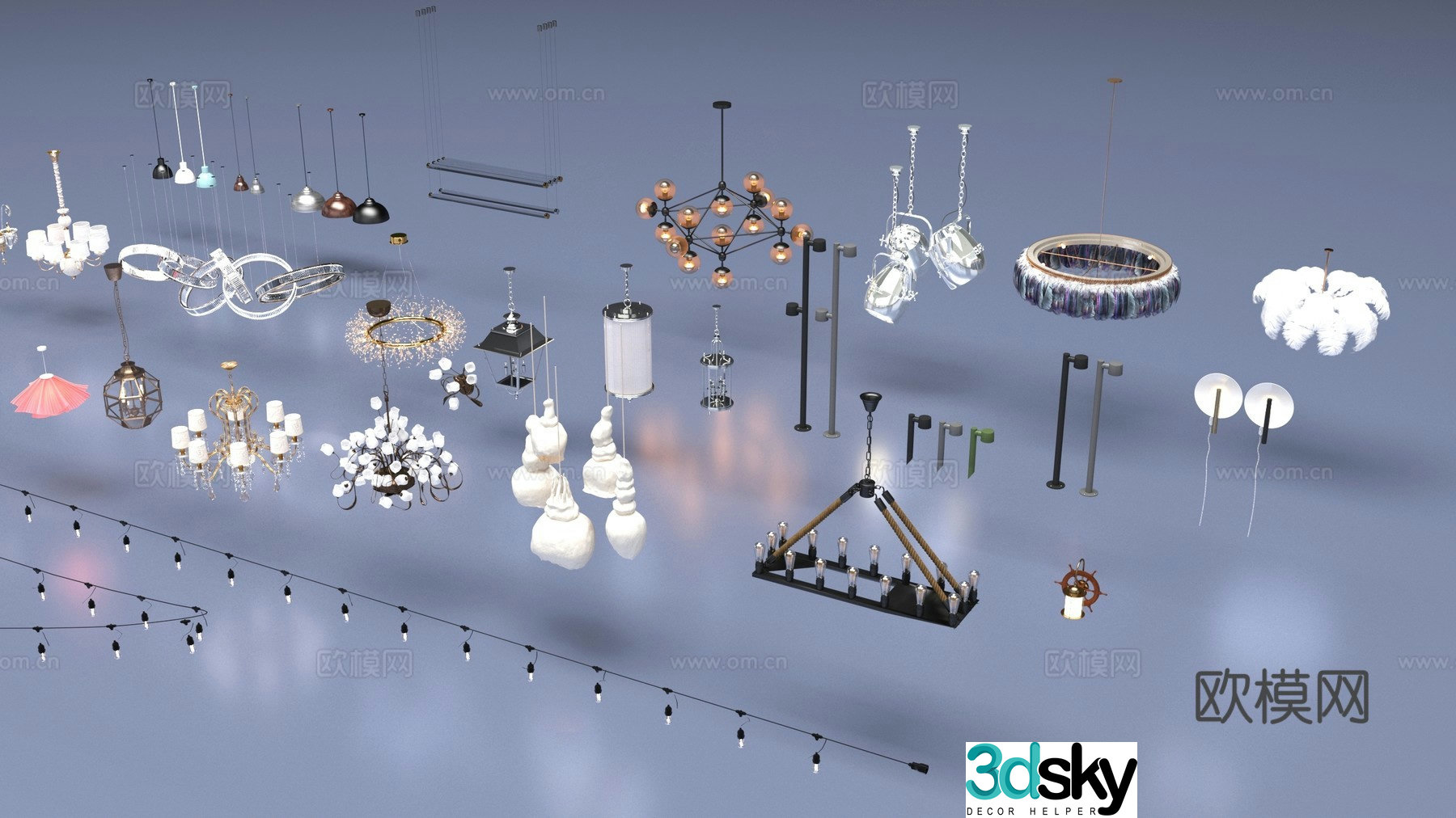 Modern chandelier combination 3d model