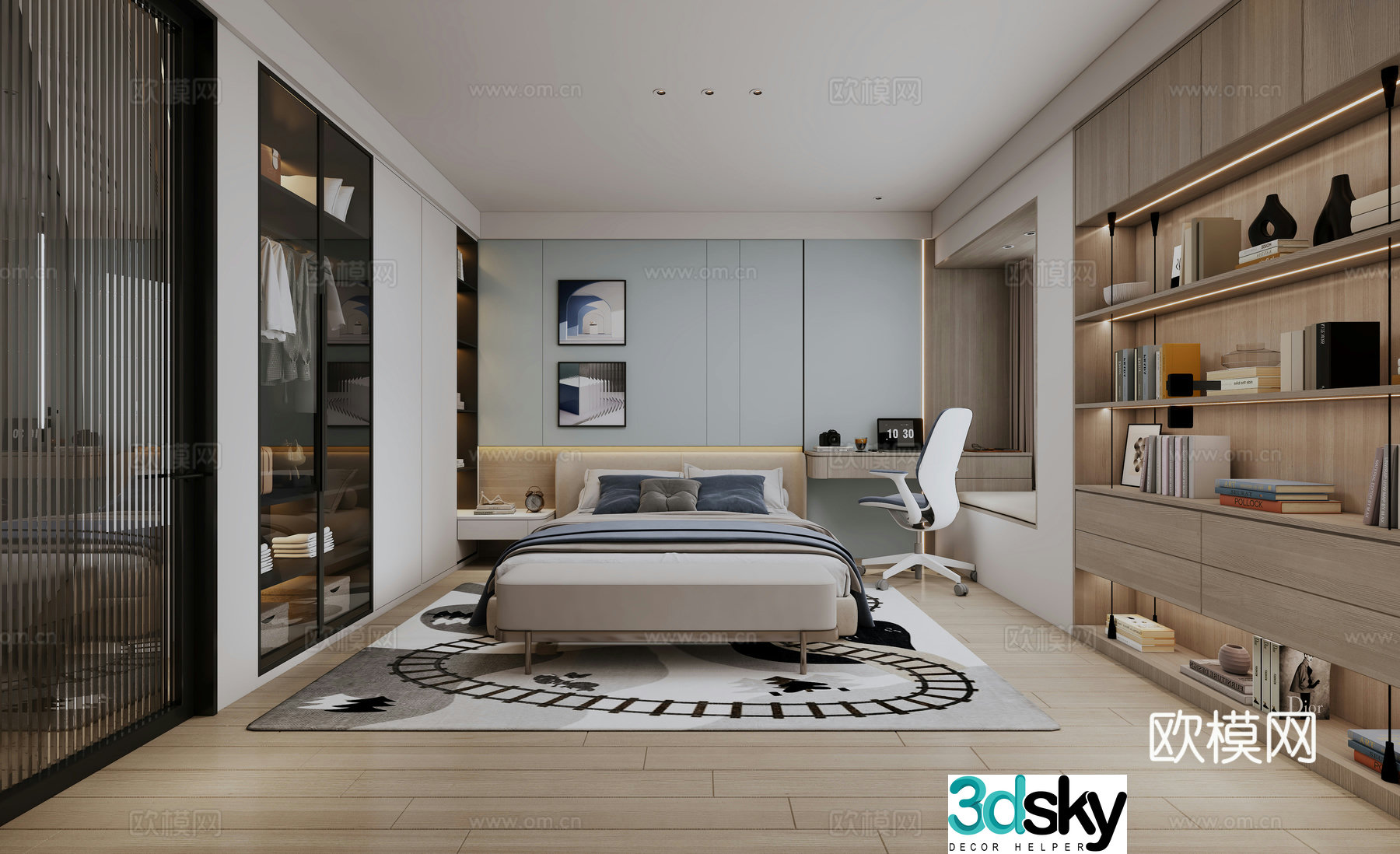 Modern bedroom modern boy room children room 3d model
