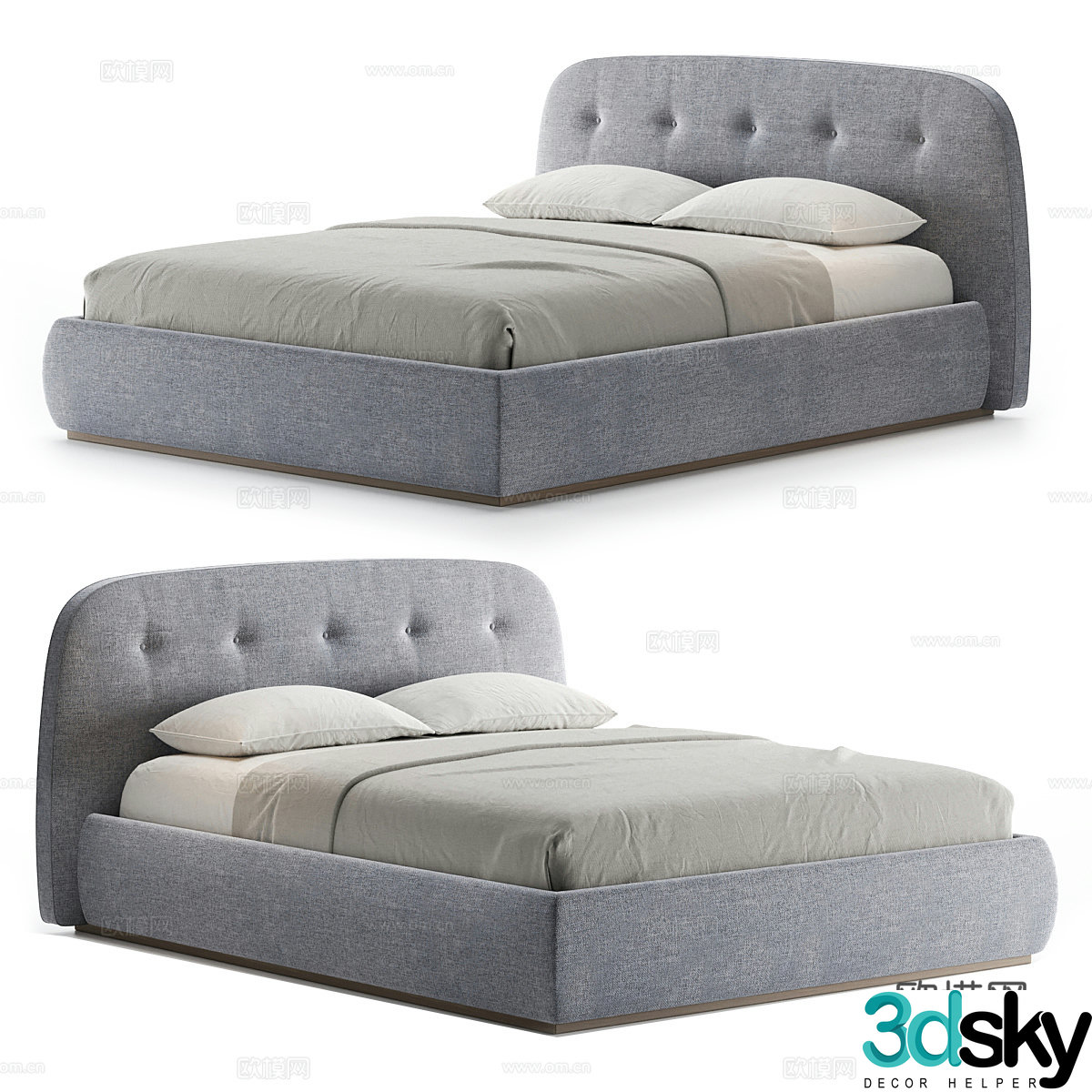 Modern simple double bed Double bed Simple bed Bed bedroom bed 3d model