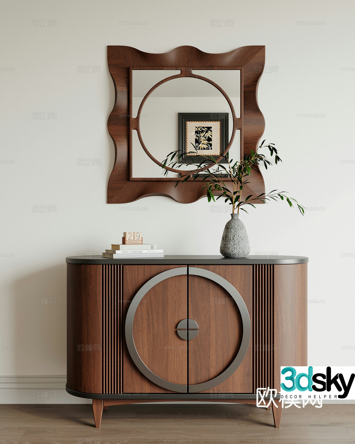Modern side cabinet end view cabinet 3D model