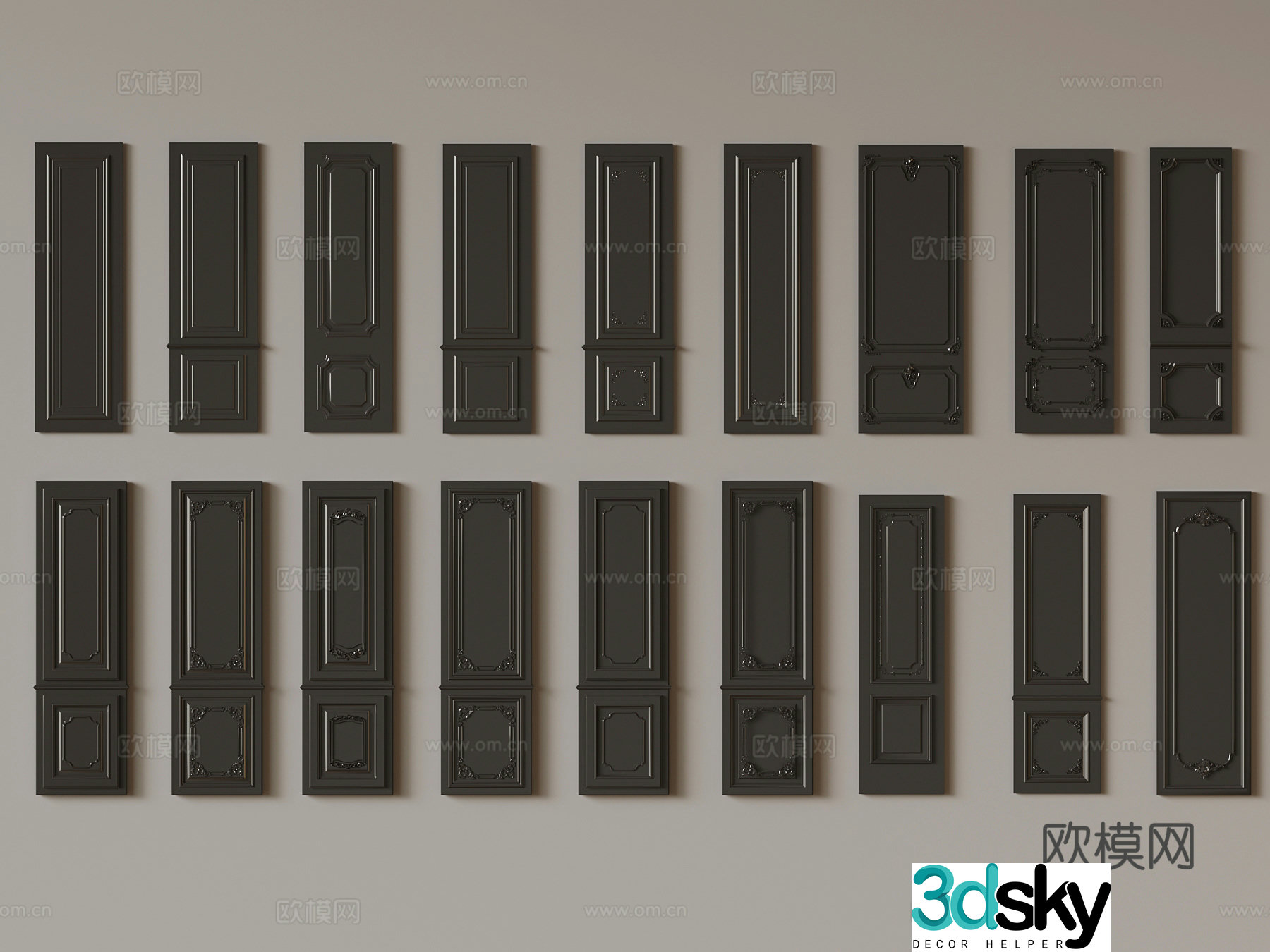 French wall panel 3d model